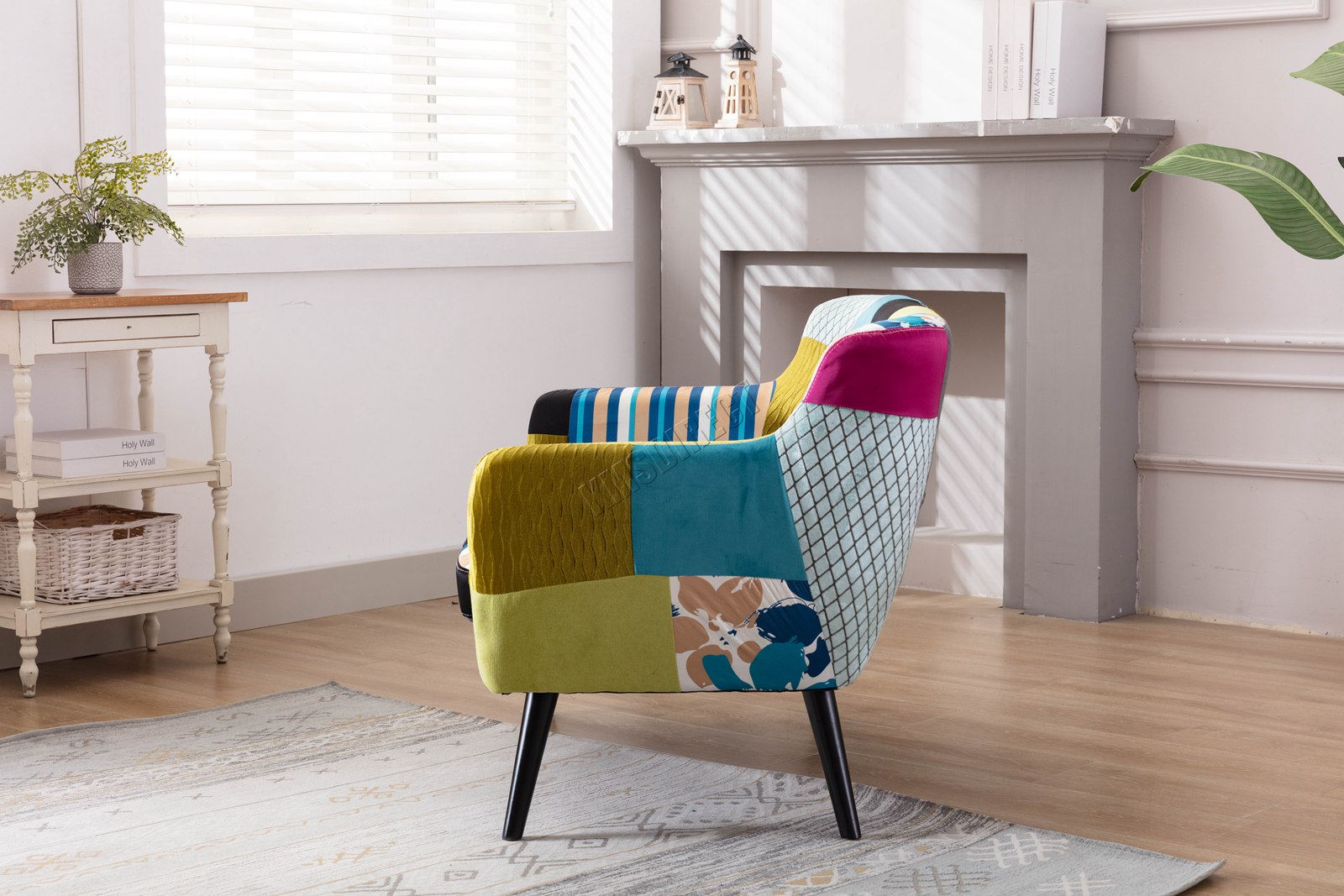 WestWood Patchwork Sofa Chair Suite Set Retro Multicolour Upholstered 2