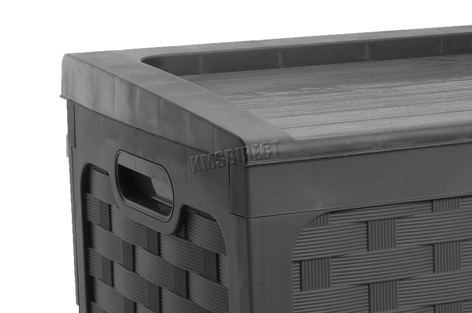 Starplast Garden Rattan Style Plastic Storage Chest Shed Box Sit-On Lid