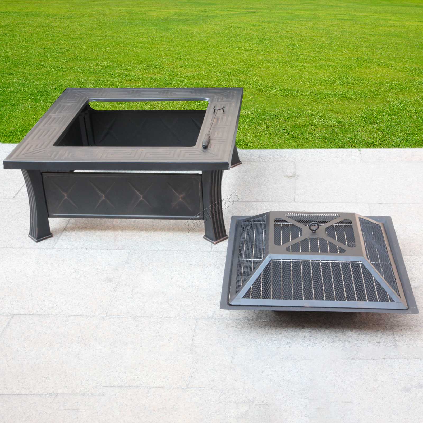 HEATSURE Outdoor Multifunctional Fire Pit Garden BBQ ...
