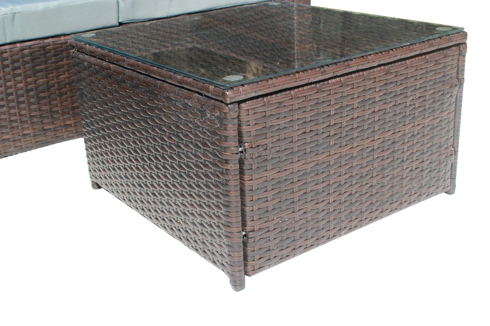 BIRCHTREE Rattan Garden Furniture Set Corner Sofa Glass Table Patio 5