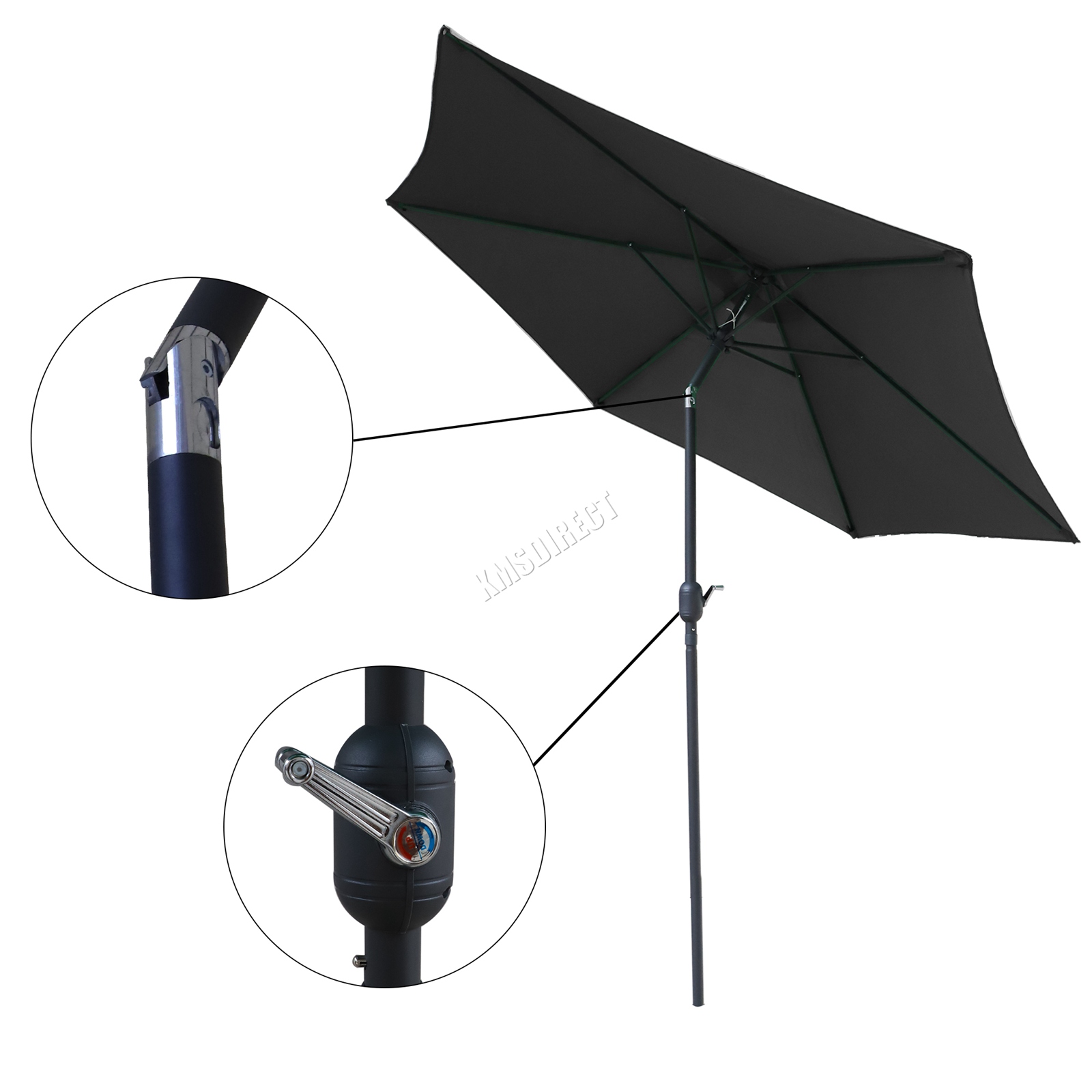 BIRCHTREE Garden Parasol Tilt Crank Patio Sunshade Umbrella Aluminium 2