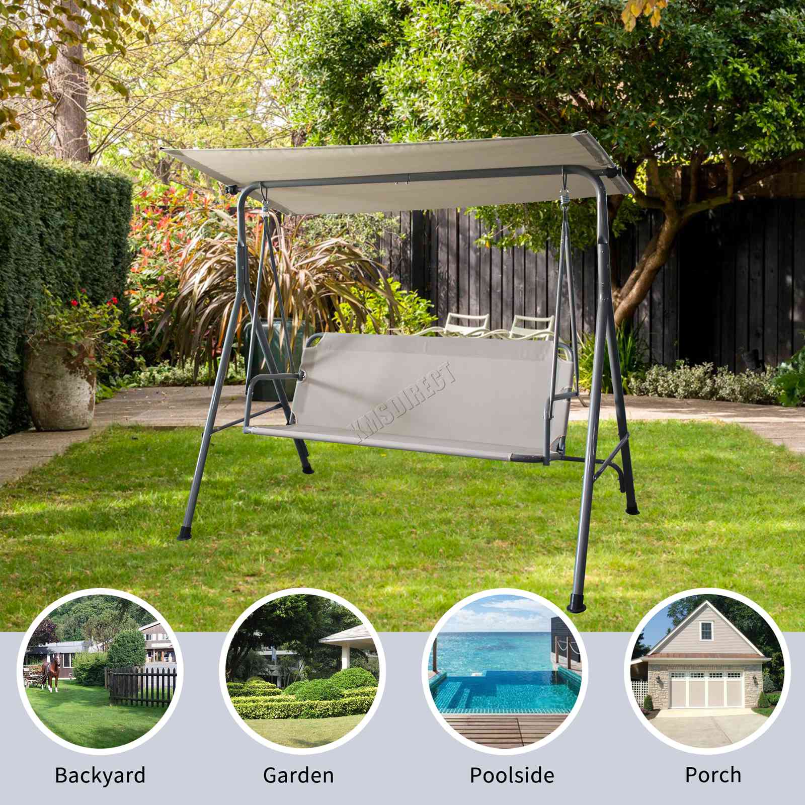 BIRCHTREE Garden Metal Swing Hammock 3 Seater Chair Bench Shelter Canopy BTSC09 eBay