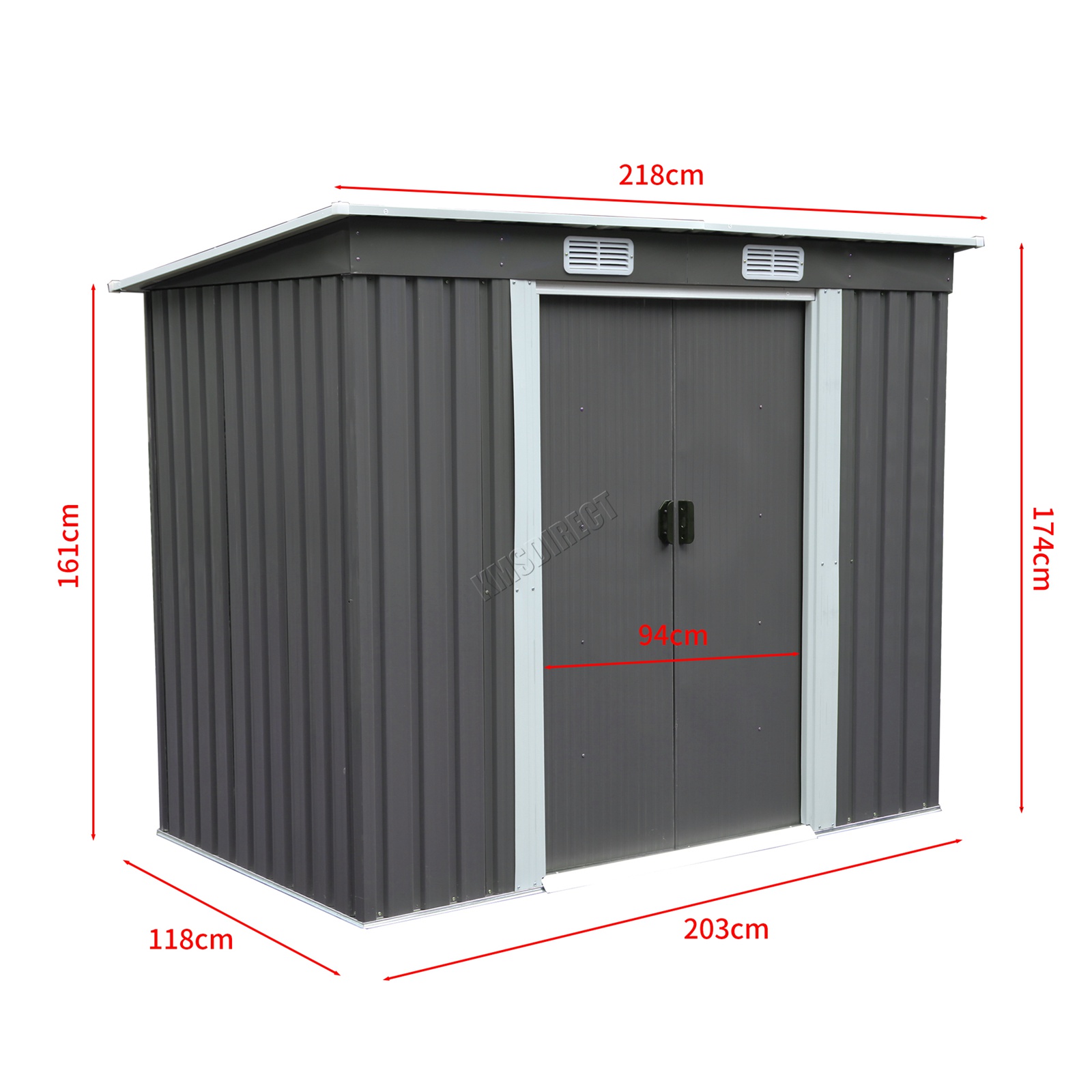 BIRCHTREE Neu Gartenhaus Metall Pult Dach Außen Lagerung Mit Gratis