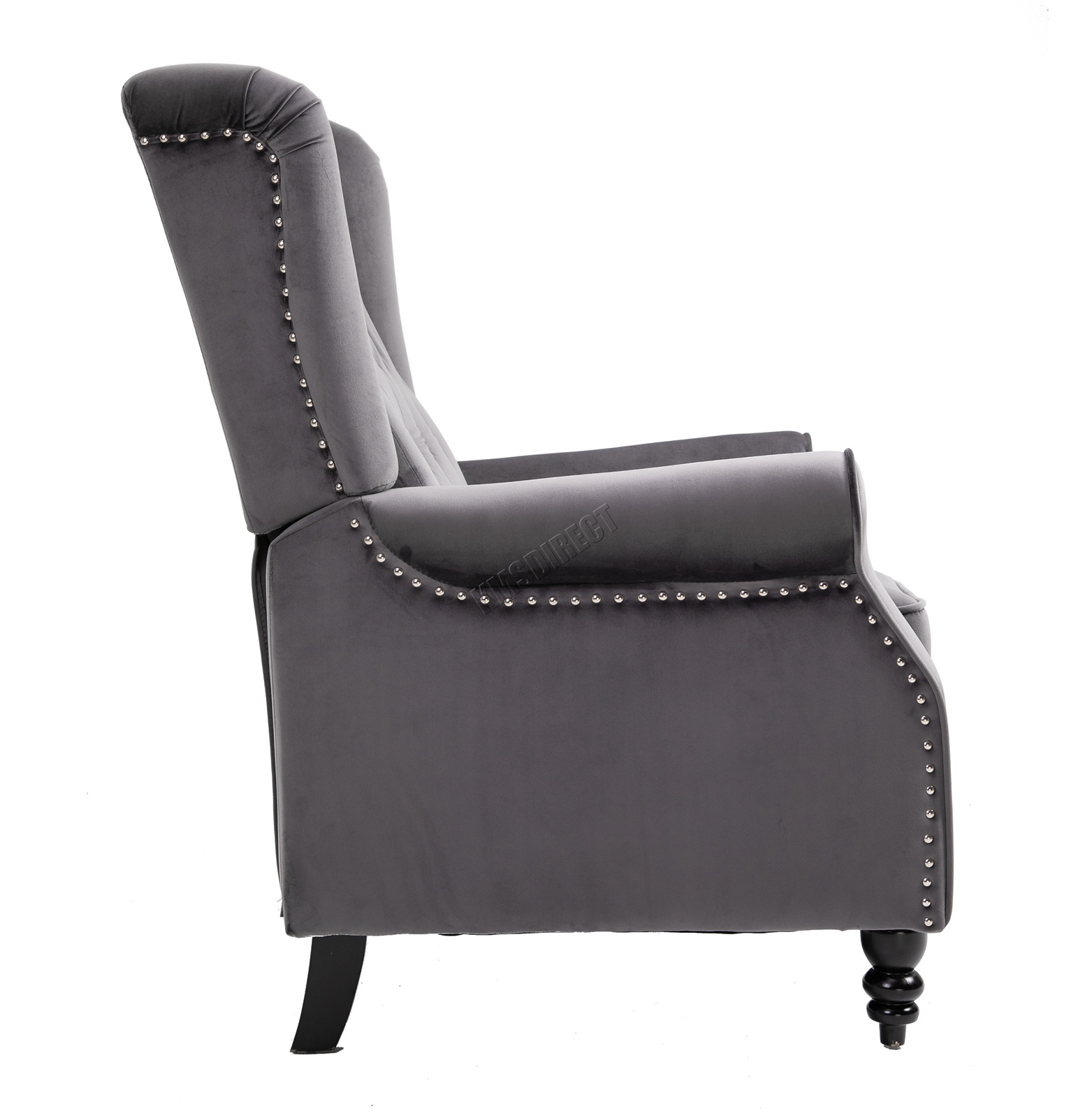 WestWood Recliner Chair Wing Back Velvet Fabric Buttoned Stud Armchair