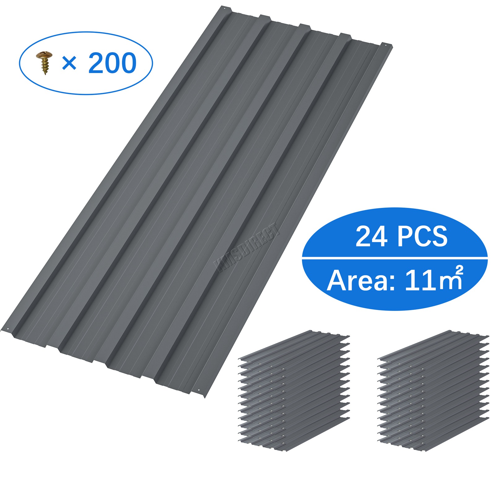BIRCHTREE Roof Sheets 24X Corrugated Garage Carport Shed Metal Roofing Panels - Picture 21 of 28