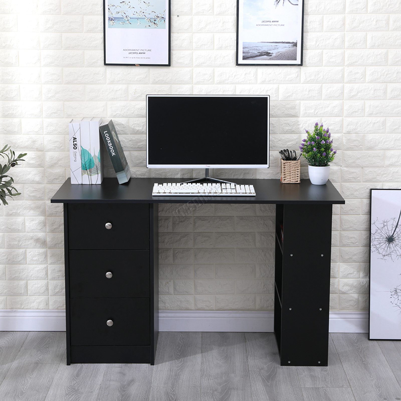 Westwood WW-CD06 Computer Desk with Three Drawers and Three Shelves ...
