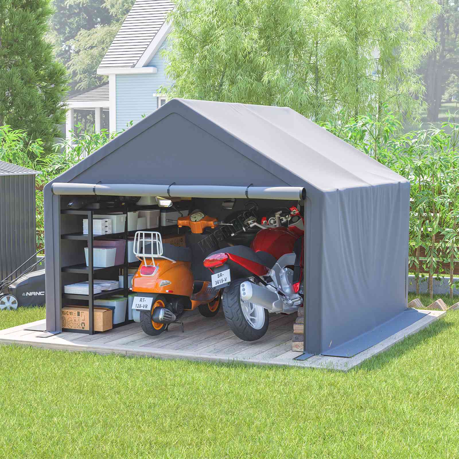 BIRCHTREE Storage Tent Garden Bike Shed Steel Frame Zipper Door Waterproof Cover