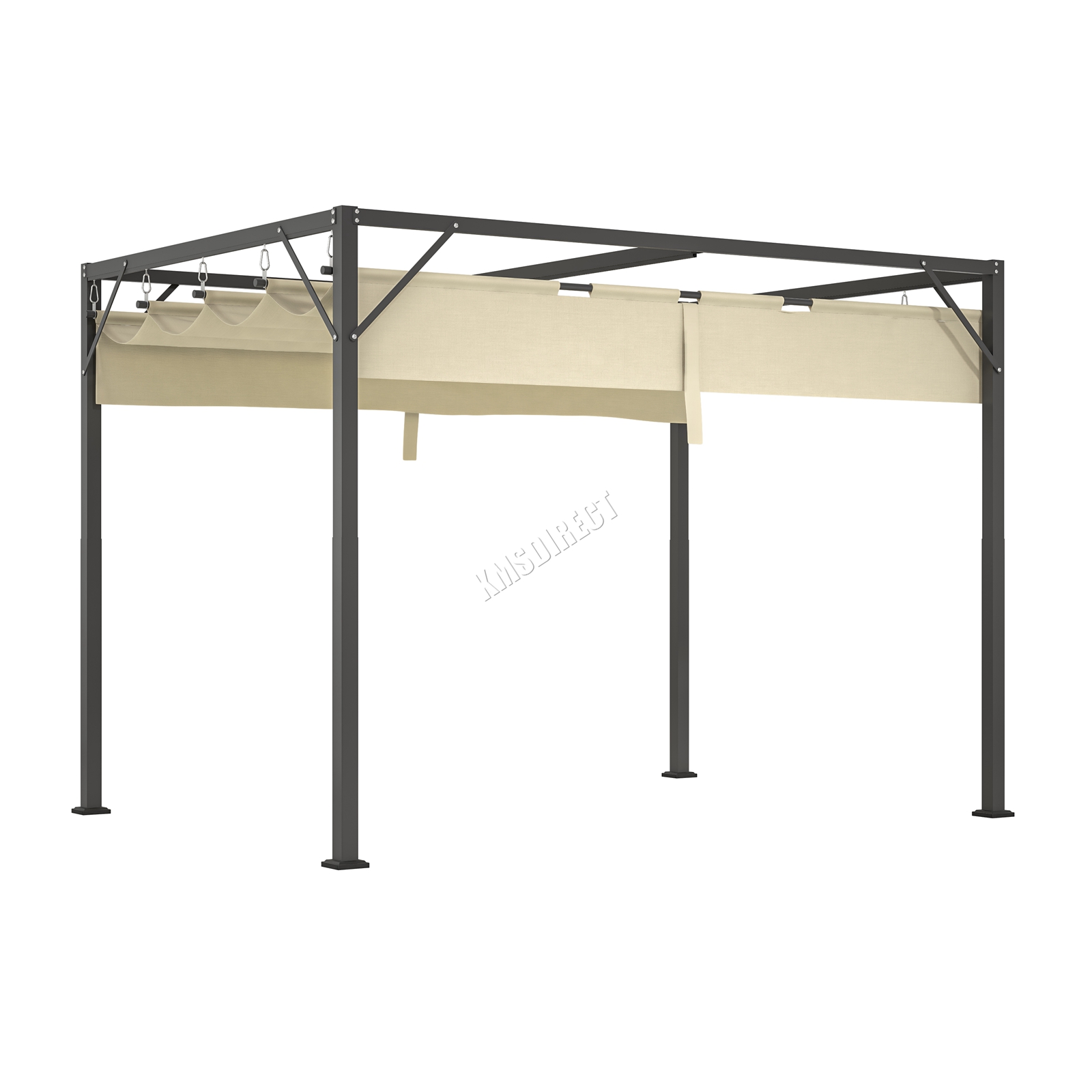 BIRCHTREE Pergola Steel Frame Garden Shade Retractable PE Canopy Outdoor 3x2M - Picture 18 of 29