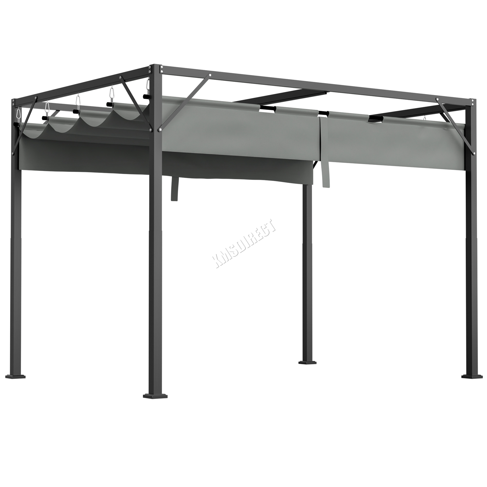 BIRCHTREE Pergola Steel Frame Garden Shade Retractable PE Canopy Outdoor 3x2M - Picture 25 of 29