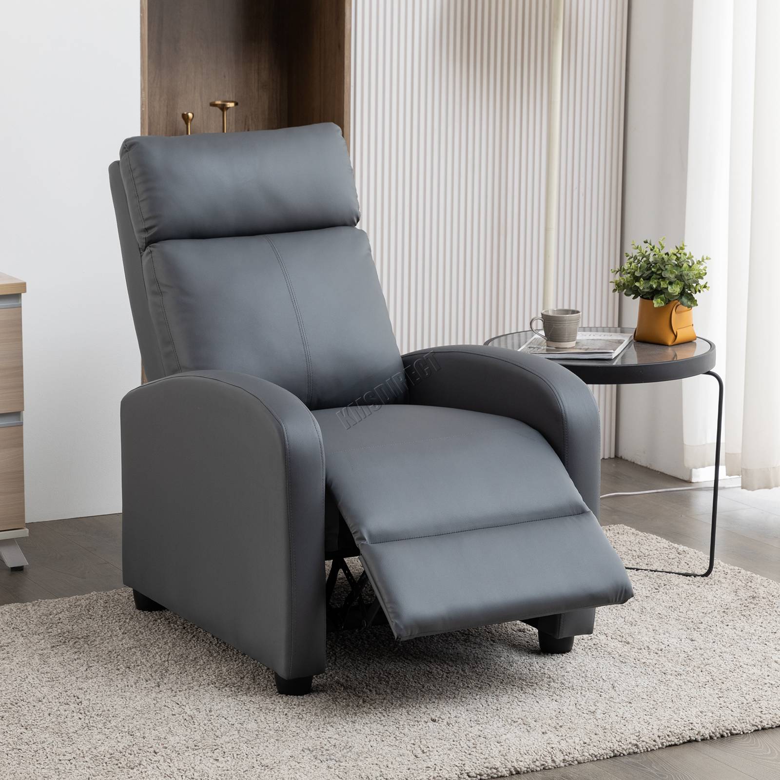 WestWood Recliner Armchair Sofa PU Leather Padded Seat Push Back Living Room
