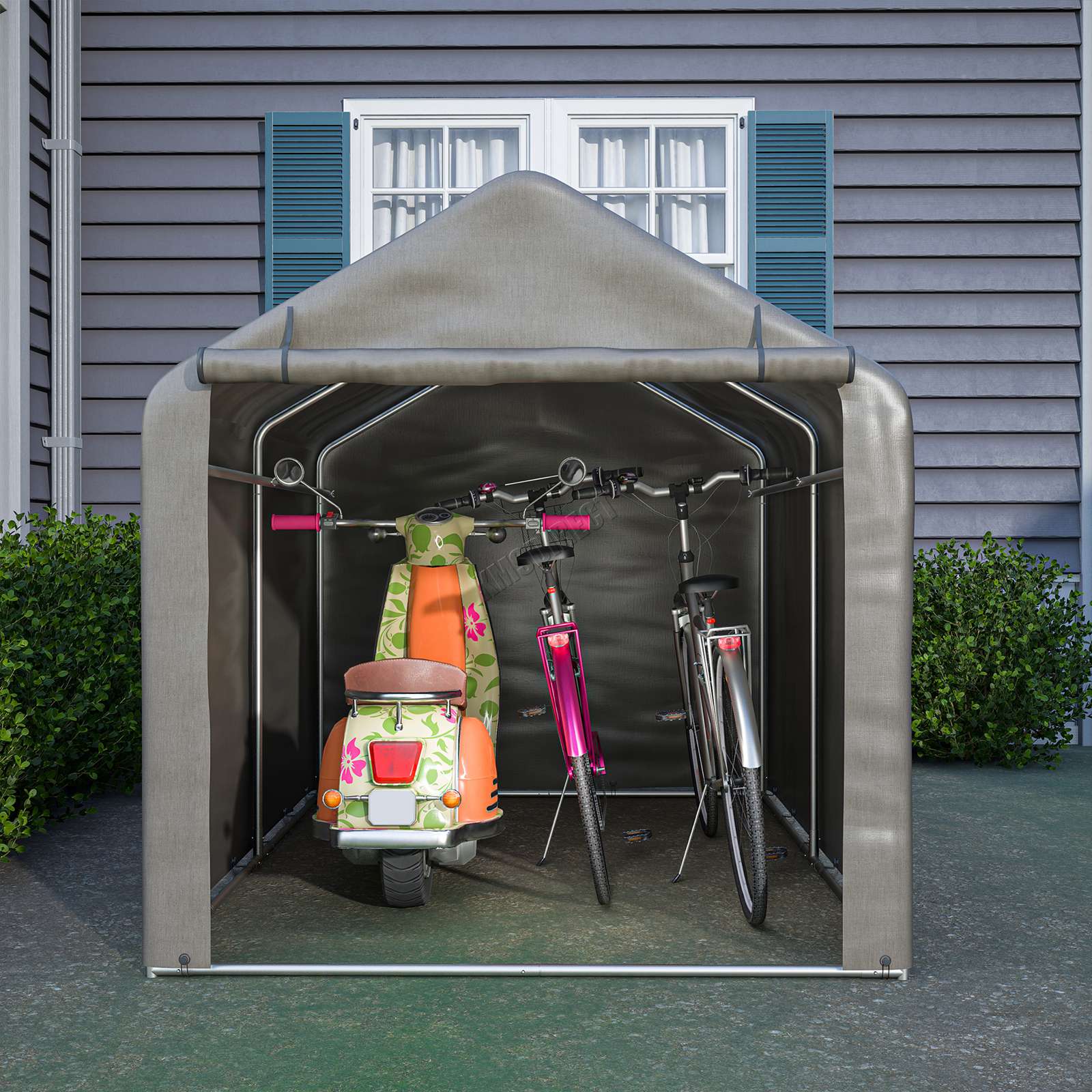 BIRCHTREE Storage Tent Bike Garden Shed Steel Frame PE Cover Waterproof S/L Grey - Picture 23 of 32