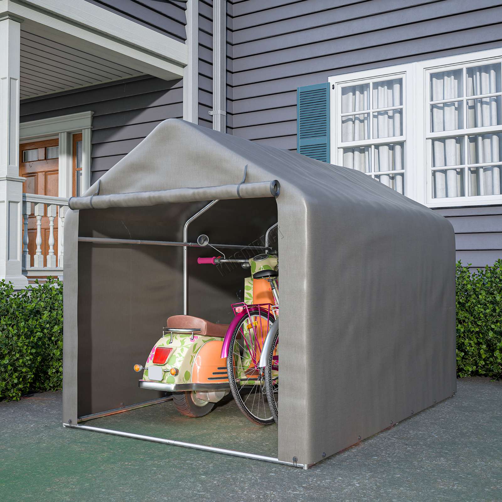 BIRCHTREE Storage Tent Bike Garden Shed Steel Frame PE Cover Waterproof S/L Grey - Picture 24 of 32