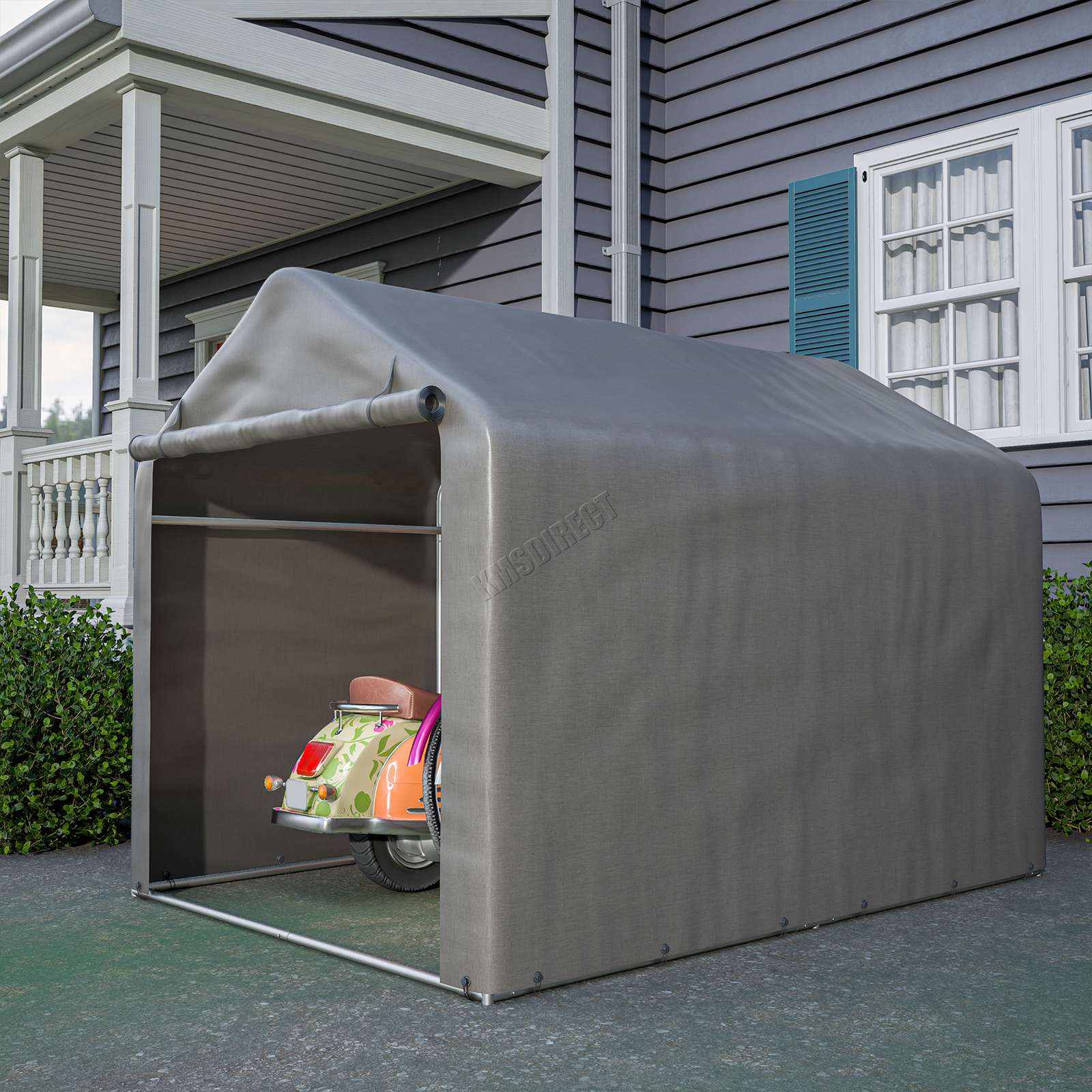 BIRCHTREE Storage Tent Bike Garden Shed Steel Frame PE Cover Waterproof S/L Grey - Picture 25 of 32