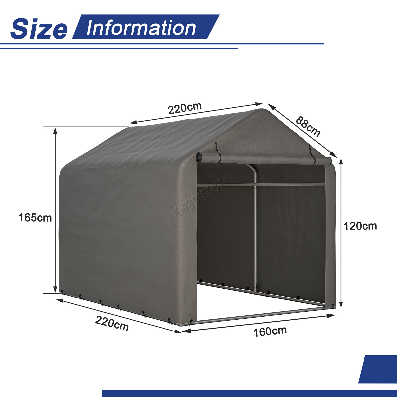 BIRCHTREE Storage Tent Bike Garden Shed Steel Frame PE Cover Waterproof S/L Grey - Picture 26 of 32