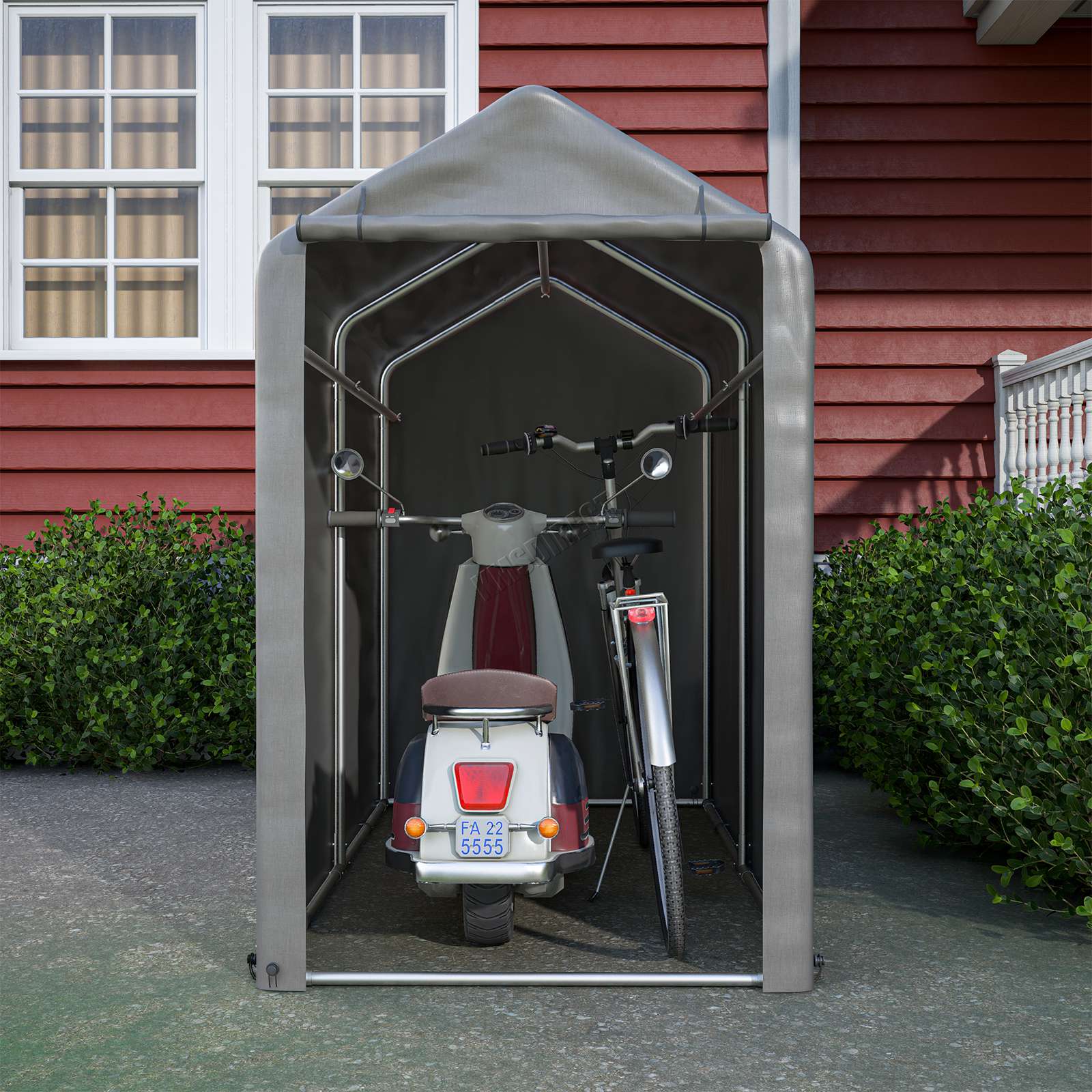 BIRCHTREE Storage Tent Bike Garden Shed Steel Frame PE Cover Waterproof S/L Grey