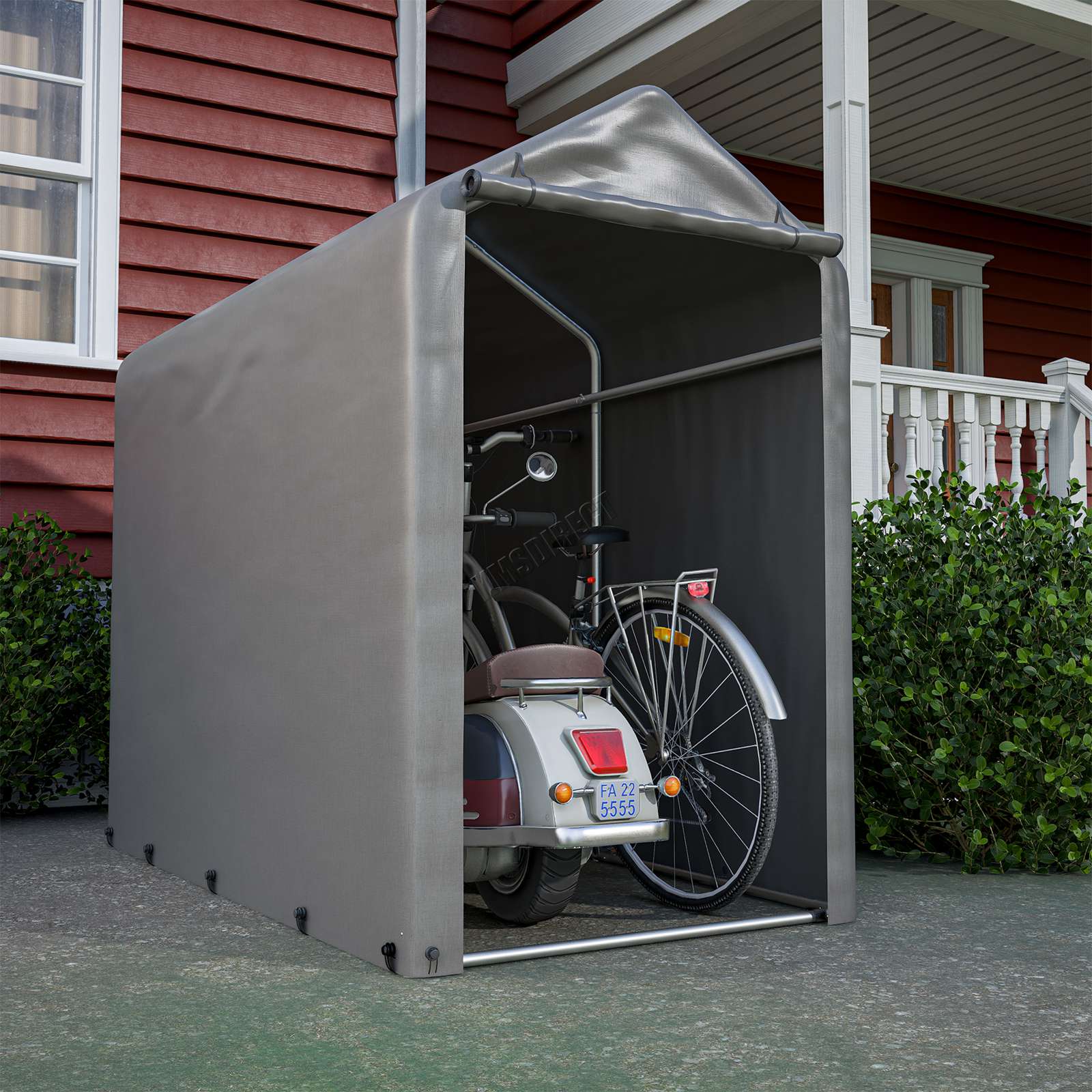BIRCHTREE Storage Tent Bike Garden Shed Steel Frame PE Cover Waterproof S/L Grey - Picture 14 of 32