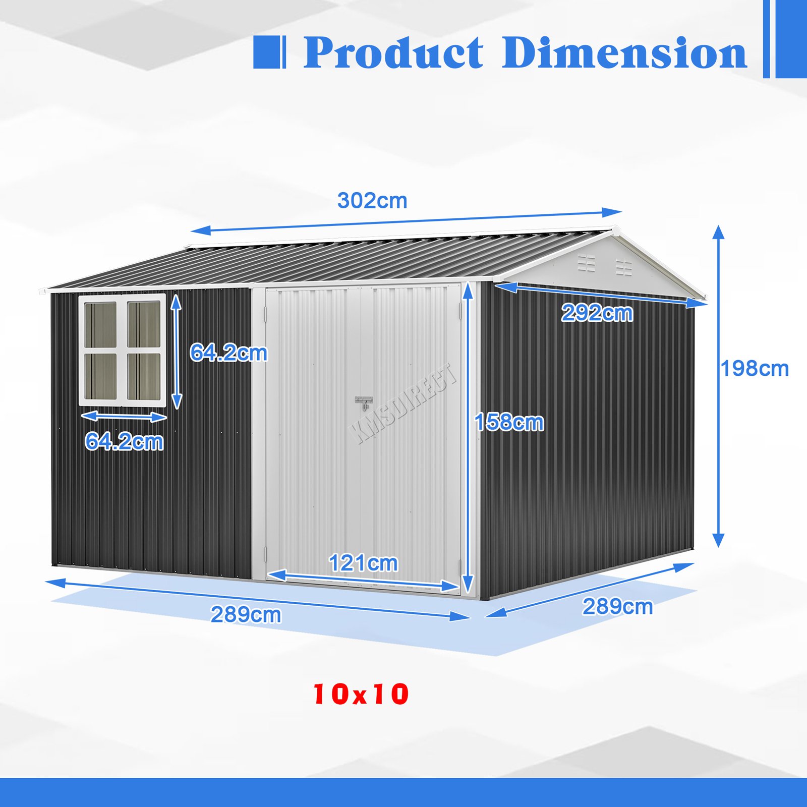 BIRCHTREE Garden Shed With Window Doors Outdoor Steel Apex Roof Tool Foundation - Picture 29 of 48