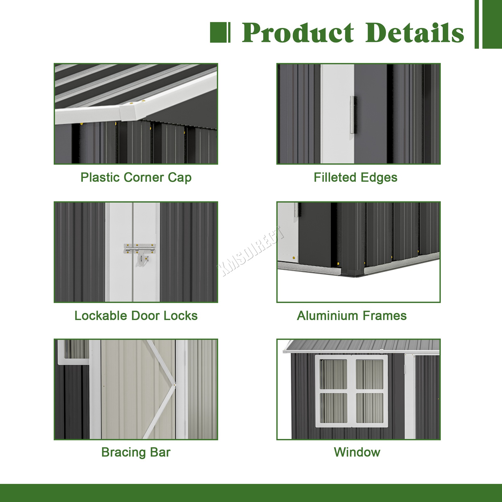 BIRCHTREE Garden Shed With Window Doors Outdoor Steel Apex Roof Tool Foundation - Picture 33 of 48