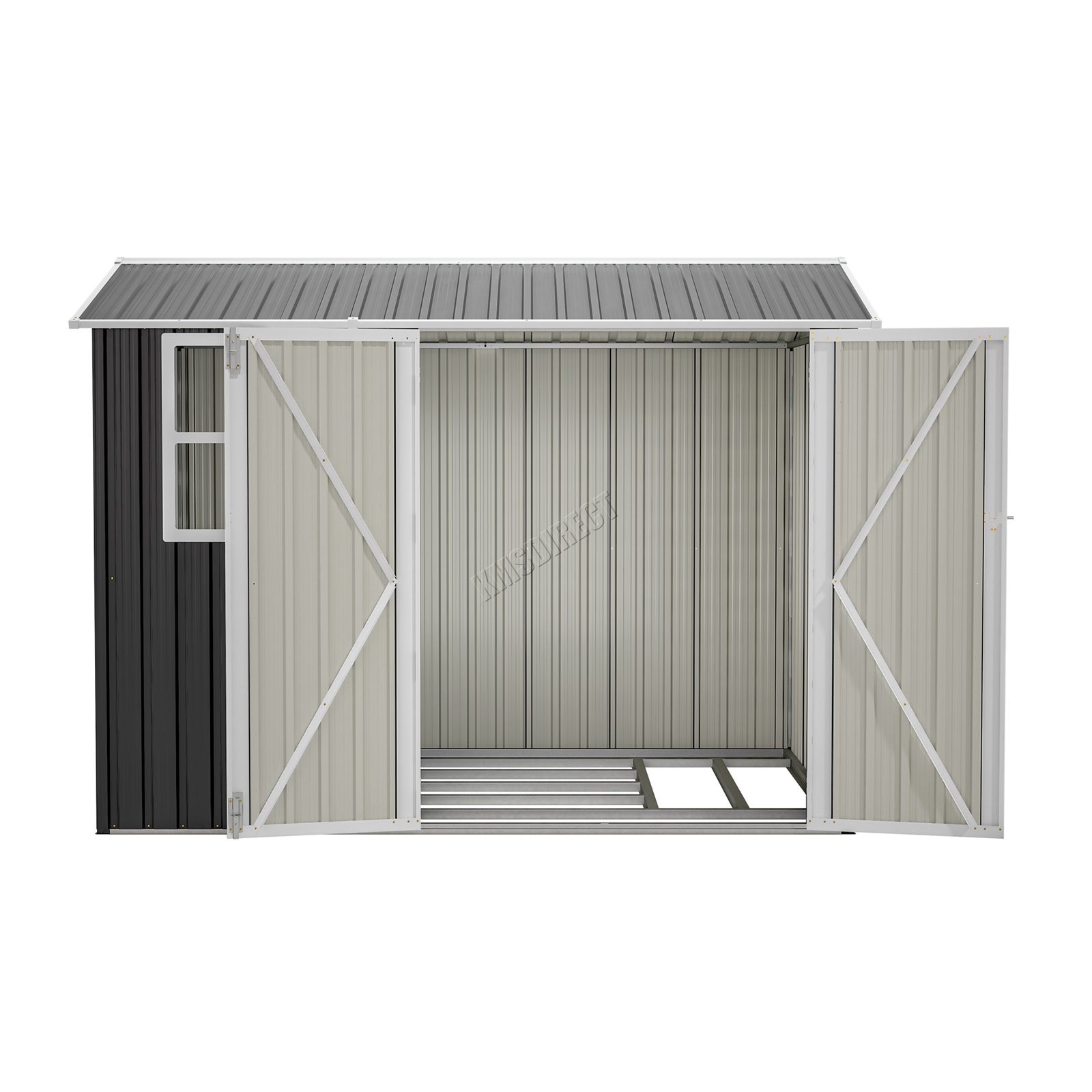 BIRCHTREE Garden Shed With Window Doors Outdoor Steel Apex Roof Tool Foundation - Picture 35 of 48