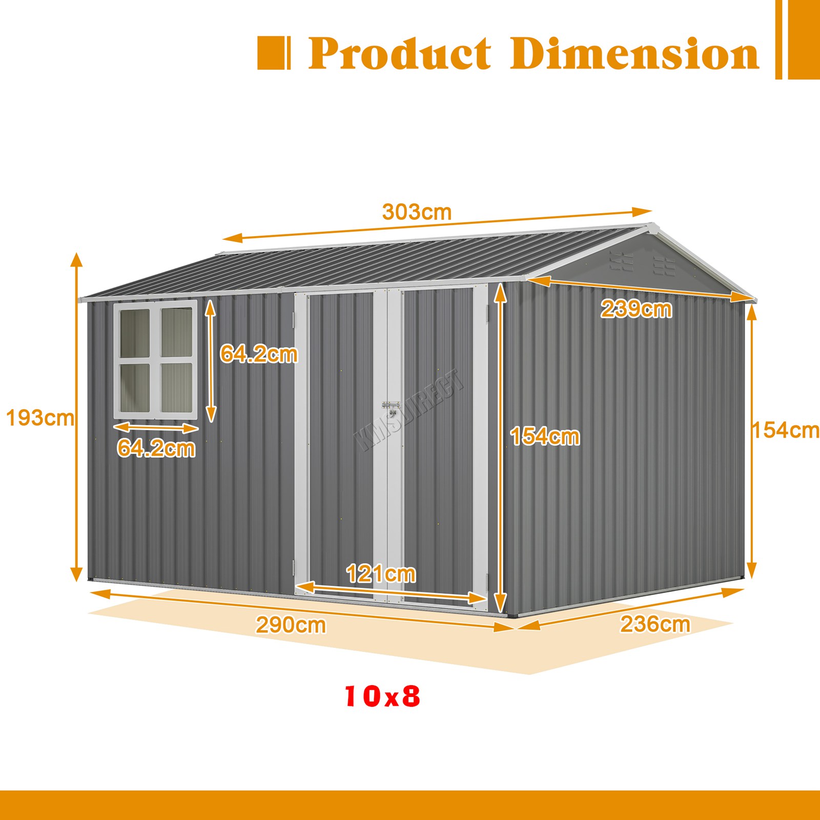 BIRCHTREE Garden Shed With Window Doors Outdoor Steel Apex Roof Tool Foundation - Picture 40 of 48
