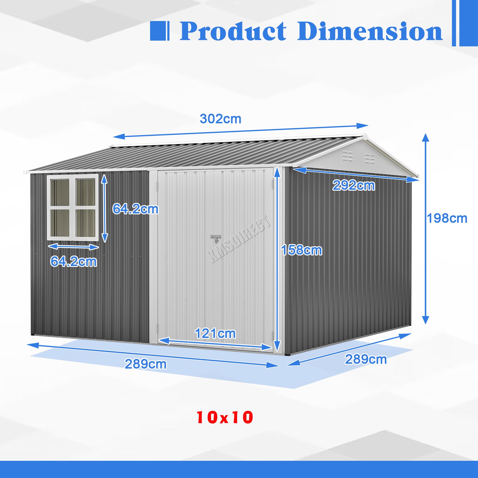 BIRCHTREE Garden Shed With Window Doors Outdoor Steel Apex Roof Tool Foundation - Picture 41 of 48