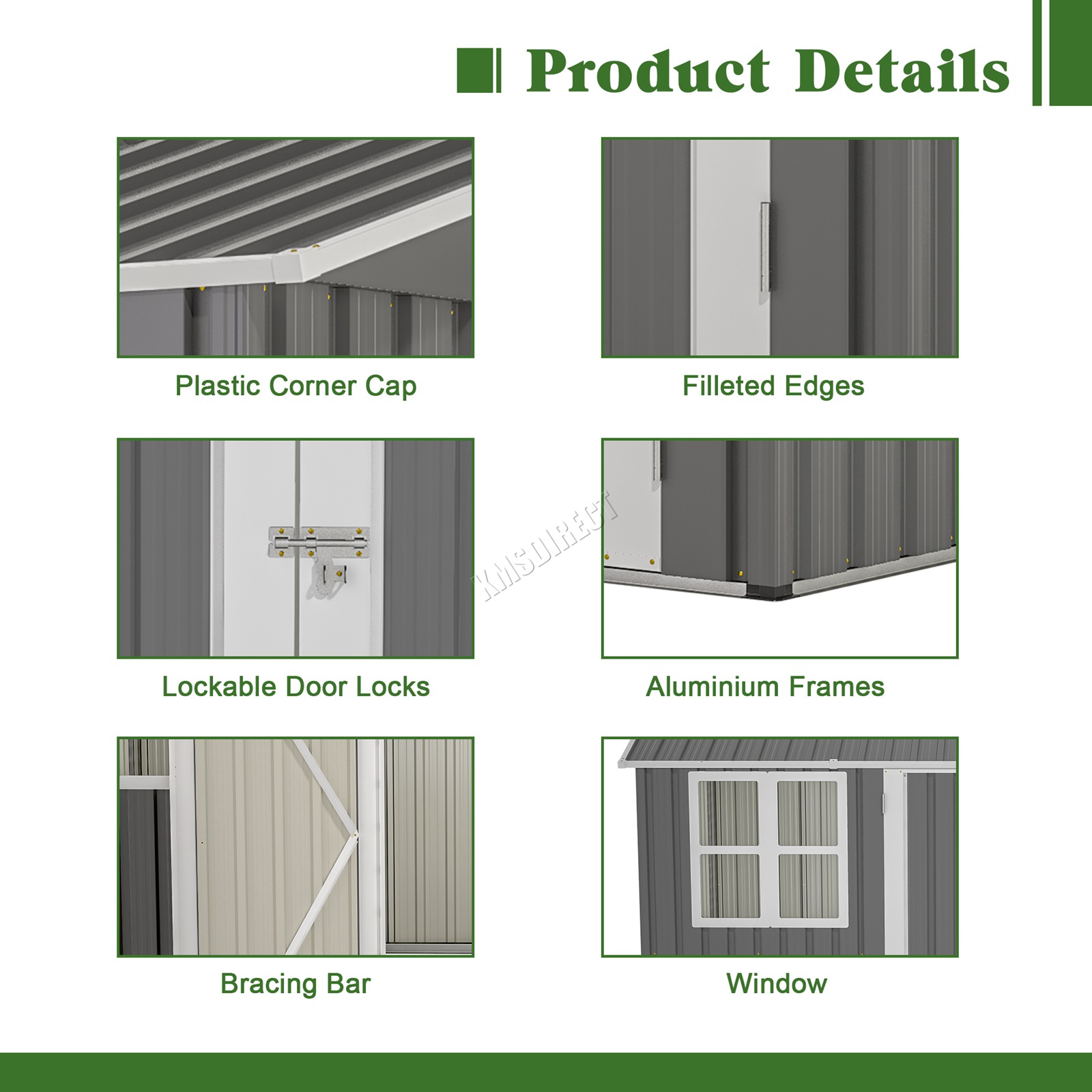 BIRCHTREE Garden Shed With Window Doors Outdoor Steel Apex Roof Tool Foundation - Picture 45 of 48
