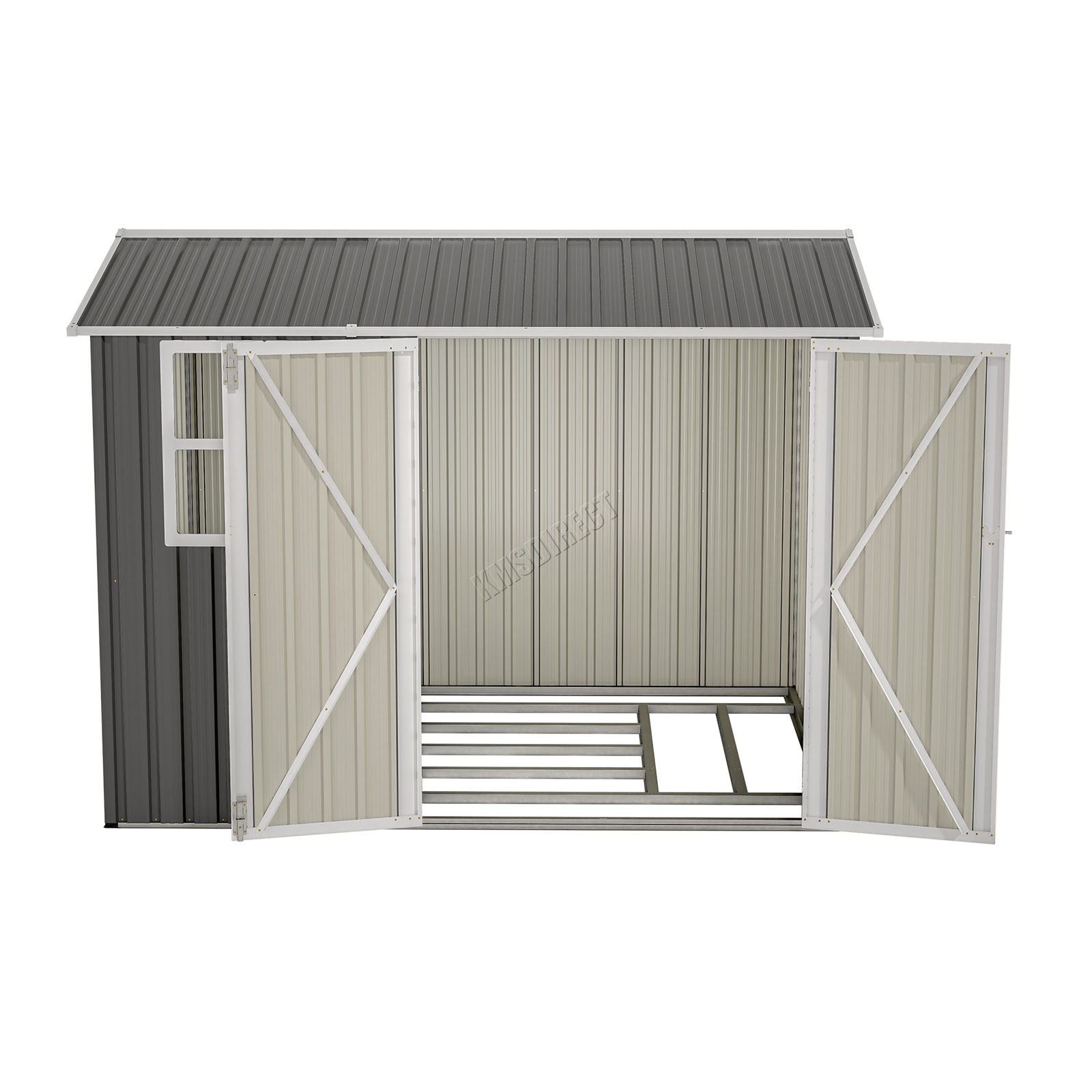 BIRCHTREE Garden Shed With Window Doors Outdoor Steel Apex Roof Tool Foundation - Picture 47 of 48