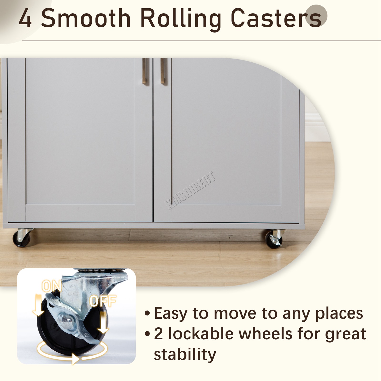 WestWood Kitchen Island Rolling Storage Trolley Cabinet Drawer Large Wood Top - Picture 19 of 31