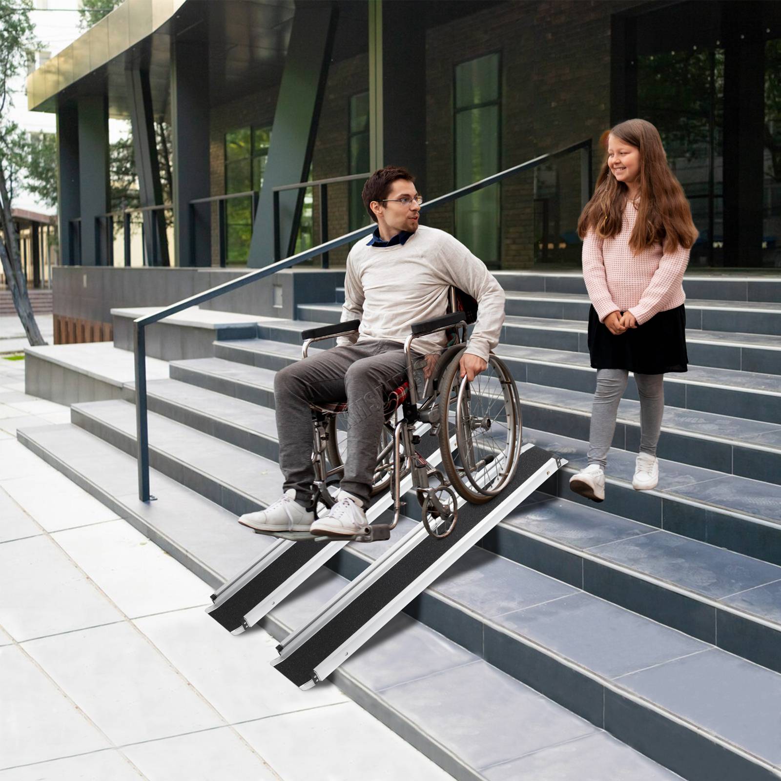 WestWood Wheelchair Ramps 2PCS 5FT 7FT Portable Fold Adjust Mobility Scooters