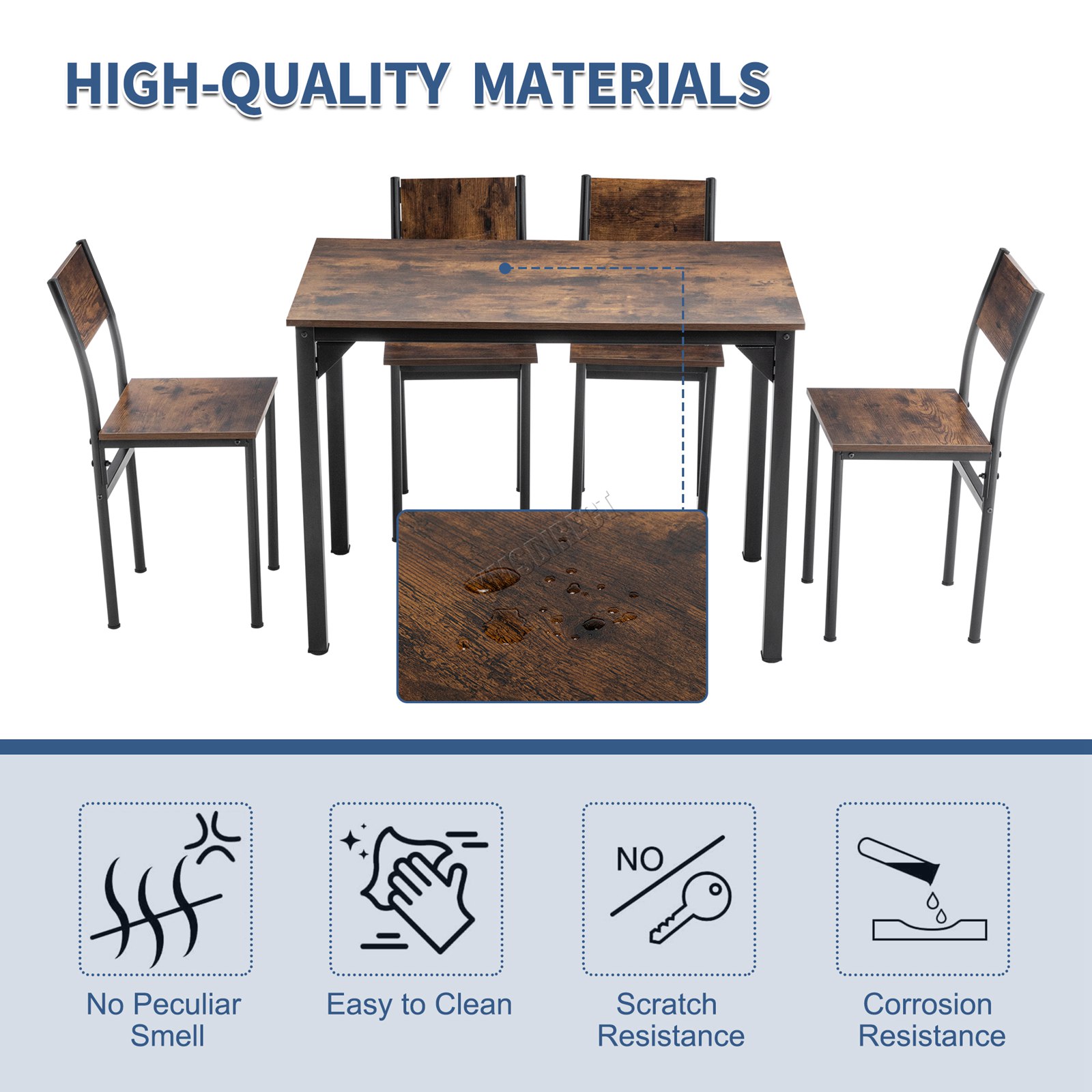 WestWood Compact Dining Table and 4 Chairs Set 5PCS Wooden Space Saving Kitchen - Picture 15 of 33