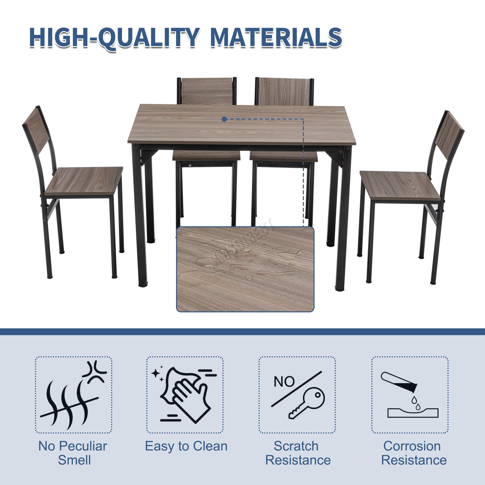WestWood Compact Dining Table and 4 Chairs Set 5PCS Wooden Space Saving Kitchen - Picture 26 of 33