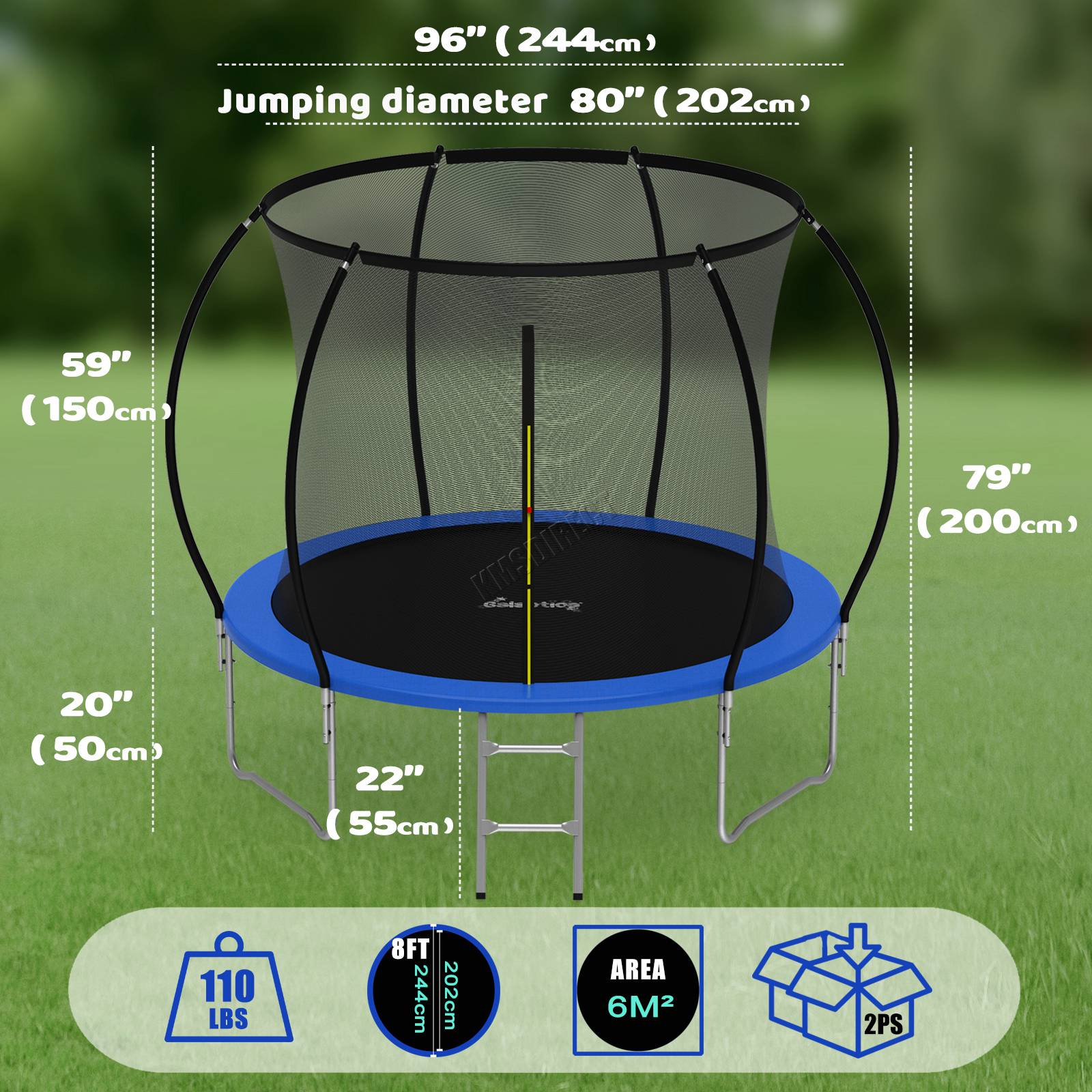 GALACTICA Trampoline 6FT 8FT 10FT 12FT 14FT Kids Enclosure W/ Safety Net Ladder - Picture 23 of 57
