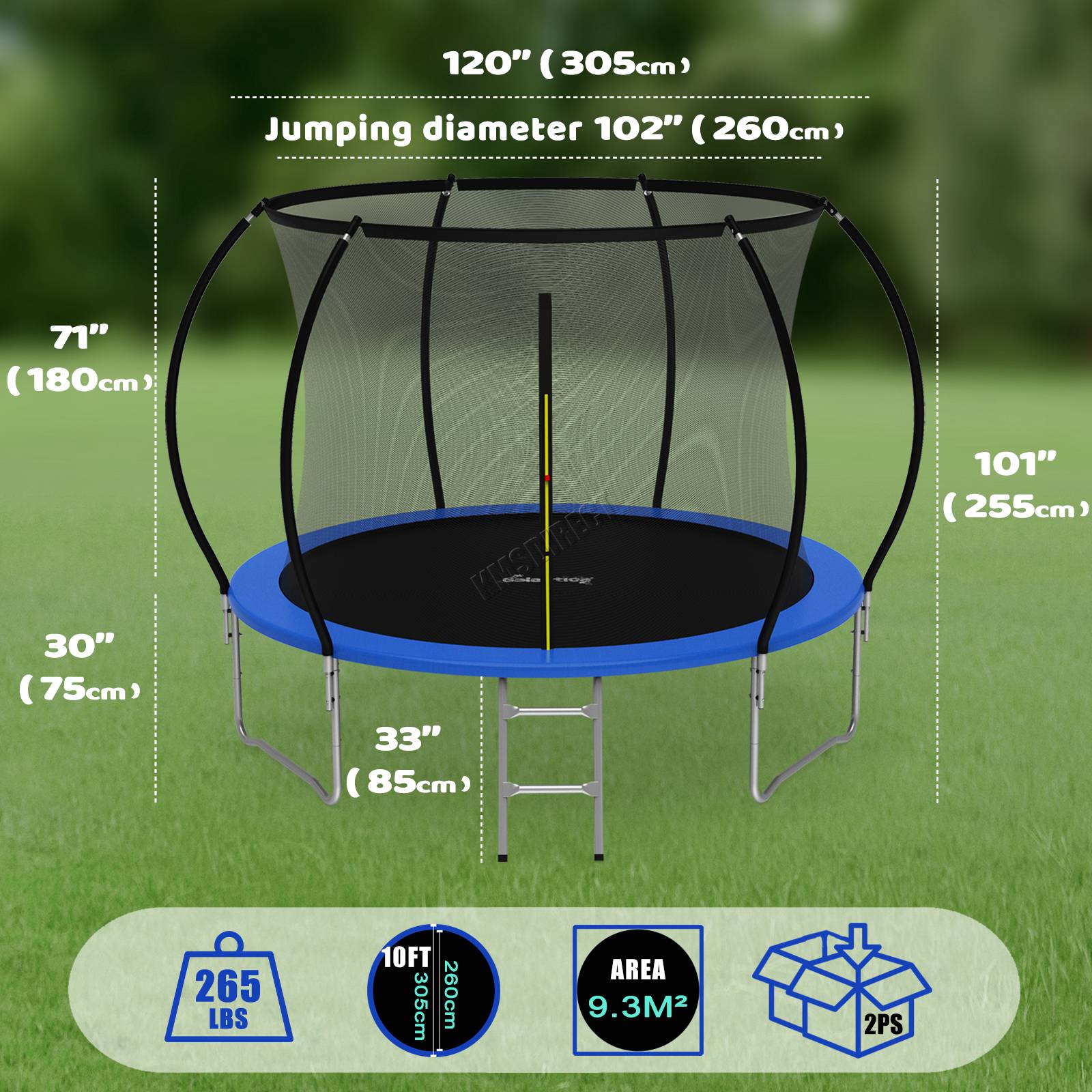 GALACTICA Trampoline 6FT 8FT 10FT 12FT 14FT Kids Enclosure W/ Safety Net Ladder - Picture 32 of 57