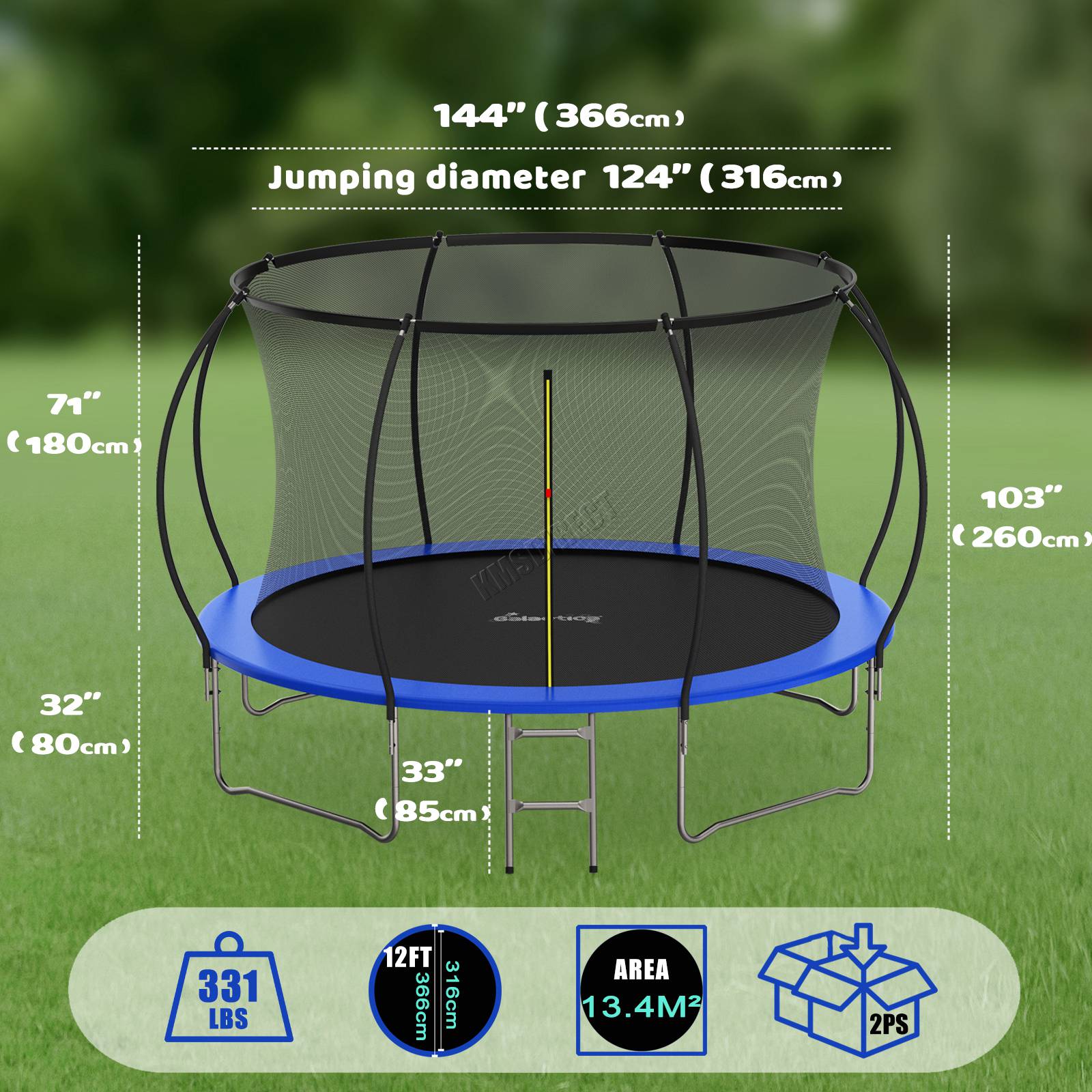 GALACTICA Trampoline 6FT 8FT 10FT 12FT 14FT Kids Enclosure W/ Safety Net Ladder - Picture 41 of 57