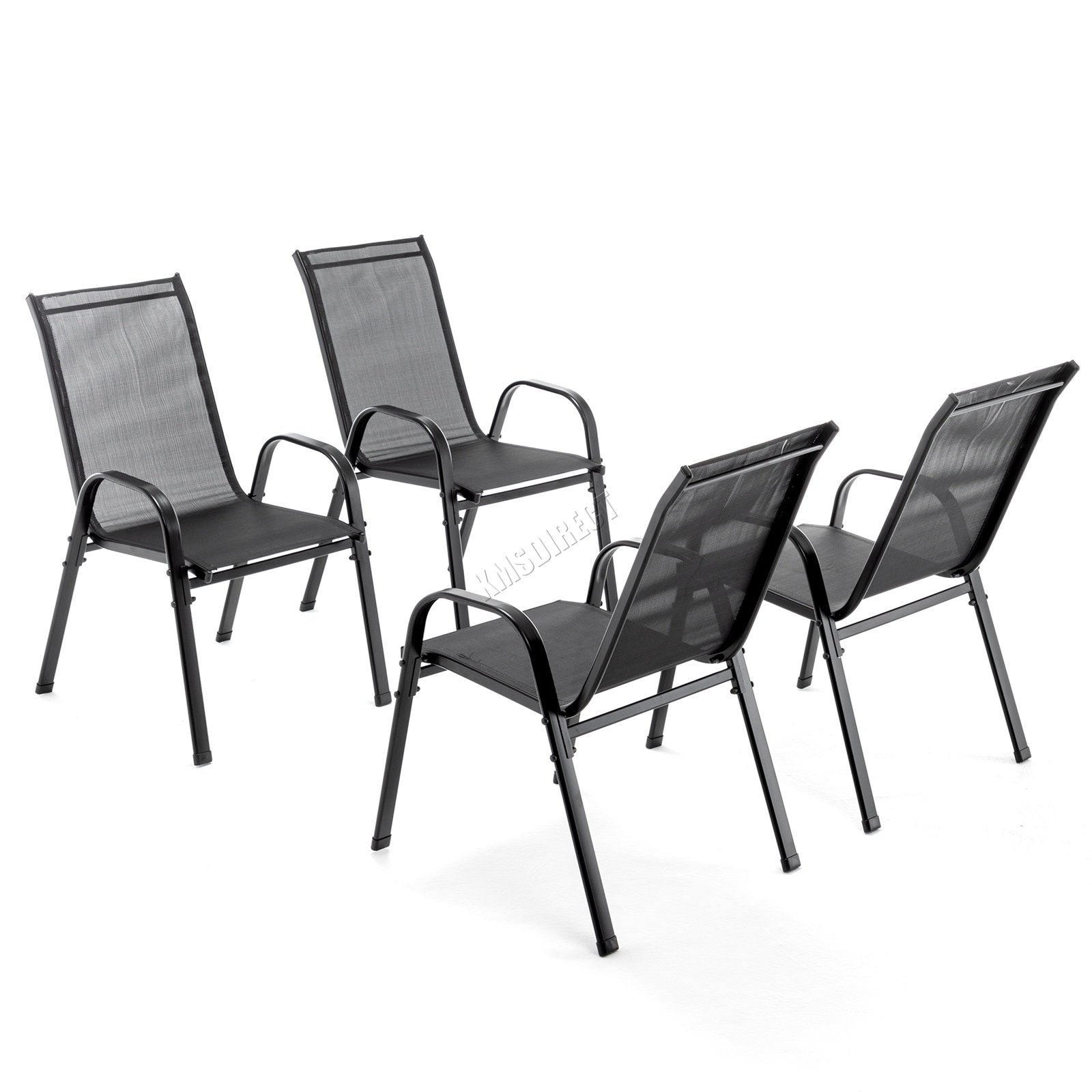 BIRCHTREE Garden Chairs Set of 2/4 Stackable Garden Furniture Deck Dining Chair