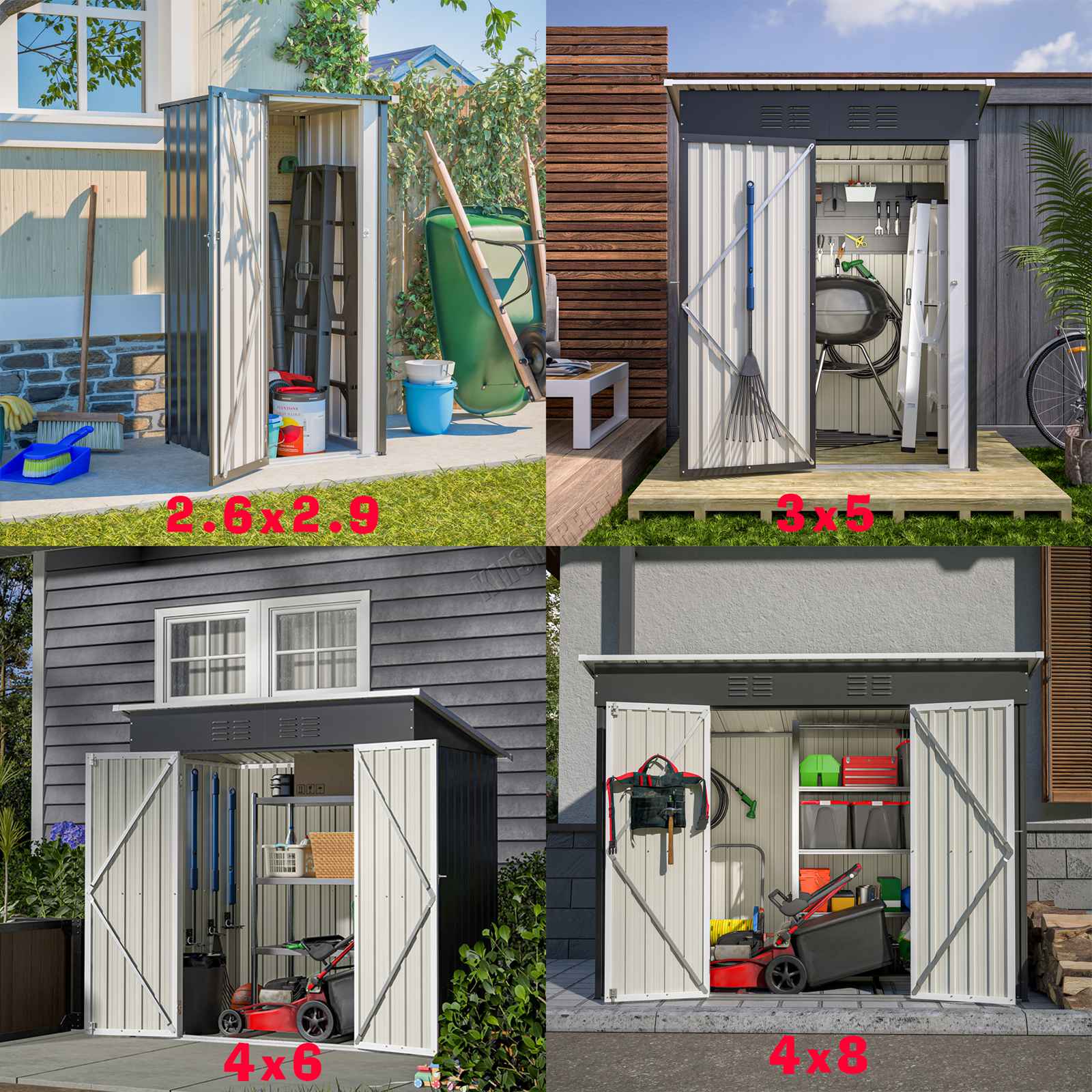 BIRCHTREE Garden Shed Metal Pent Roof Outdoor Storage With Free Foundation New - Picture 13 of 47