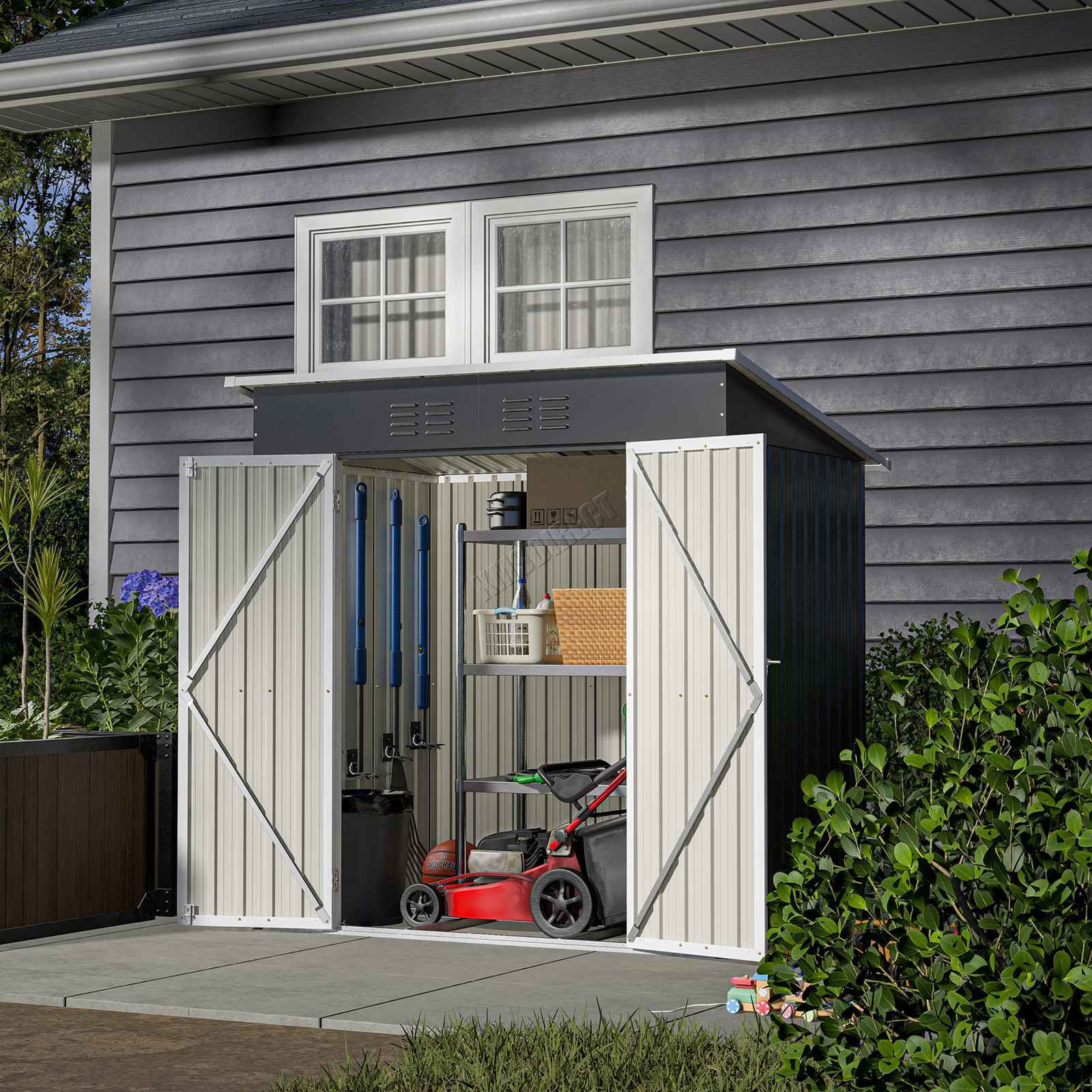 BIRCHTREE Garden Shed Metal Pent Roof Outdoor Storage With Free Foundation New - Picture 14 of 47