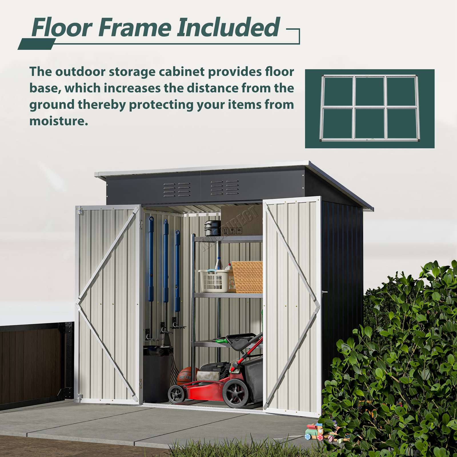 BIRCHTREE Garden Shed Metal Pent Roof Outdoor Storage With Free Foundation New - Picture 16 of 47