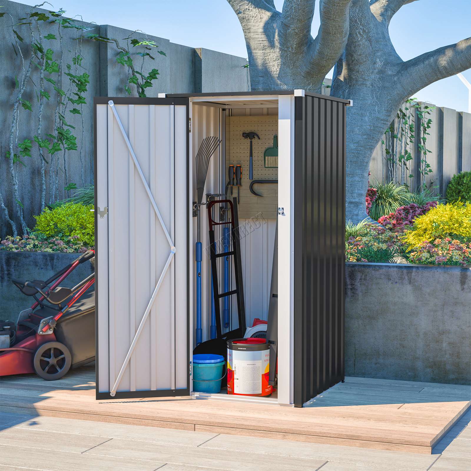 BIRCHTREE Garden Shed Metal Pent Roof Outdoor Storage With Free Foundation New - Picture 23 of 47