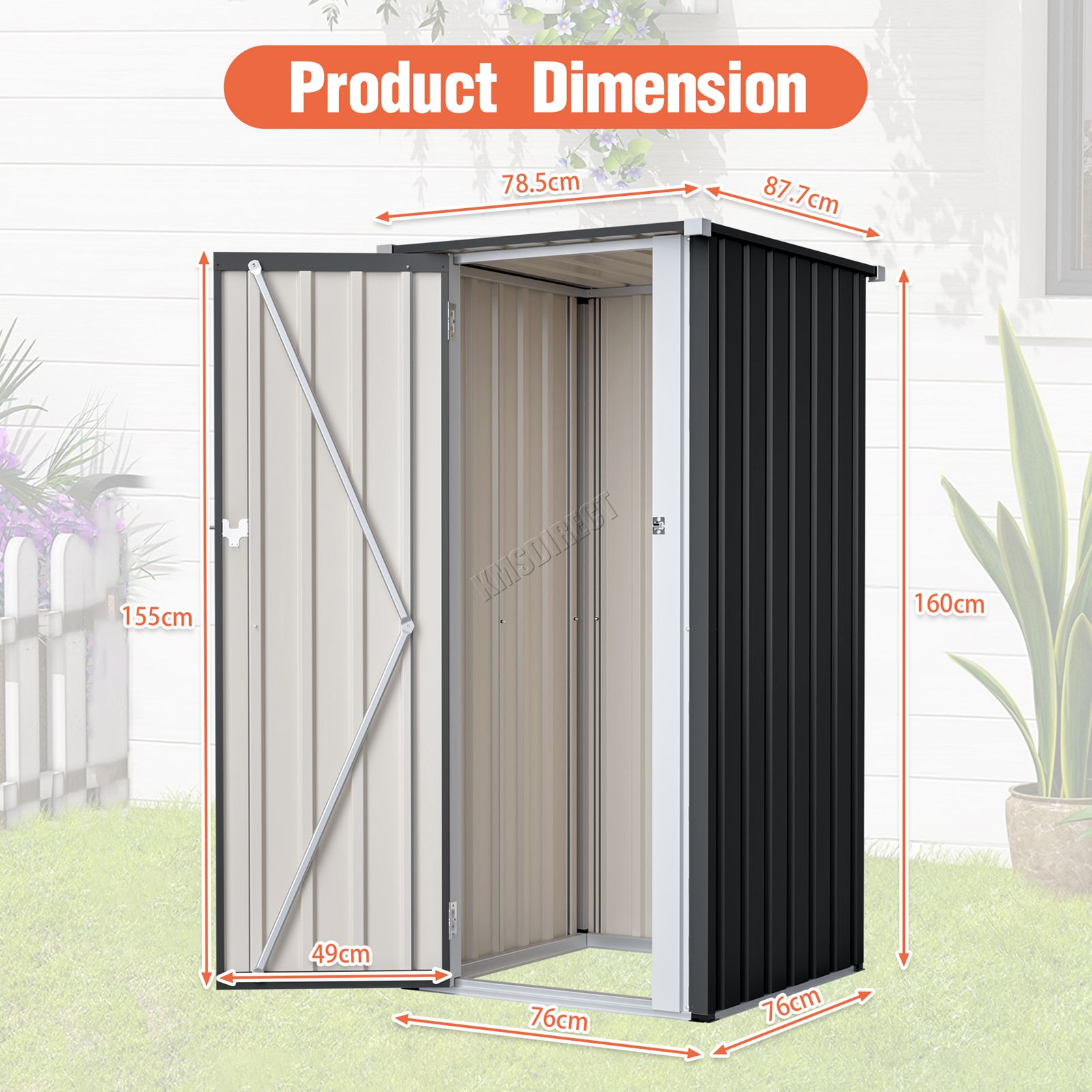 BIRCHTREE Garden Shed Metal Pent Roof Outdoor Storage With Free Foundation New - Picture 24 of 47