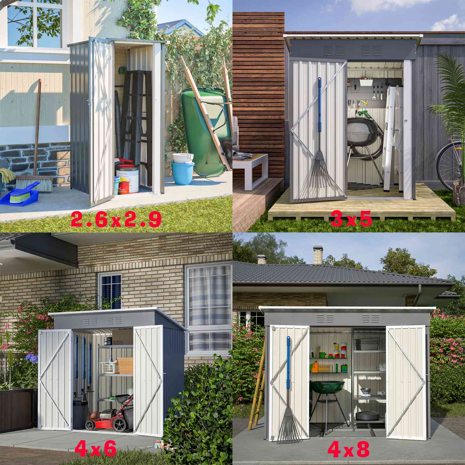 BIRCHTREE Garden Shed Metal Pent Roof Outdoor Storage With Free Foundation New - Picture 36 of 47