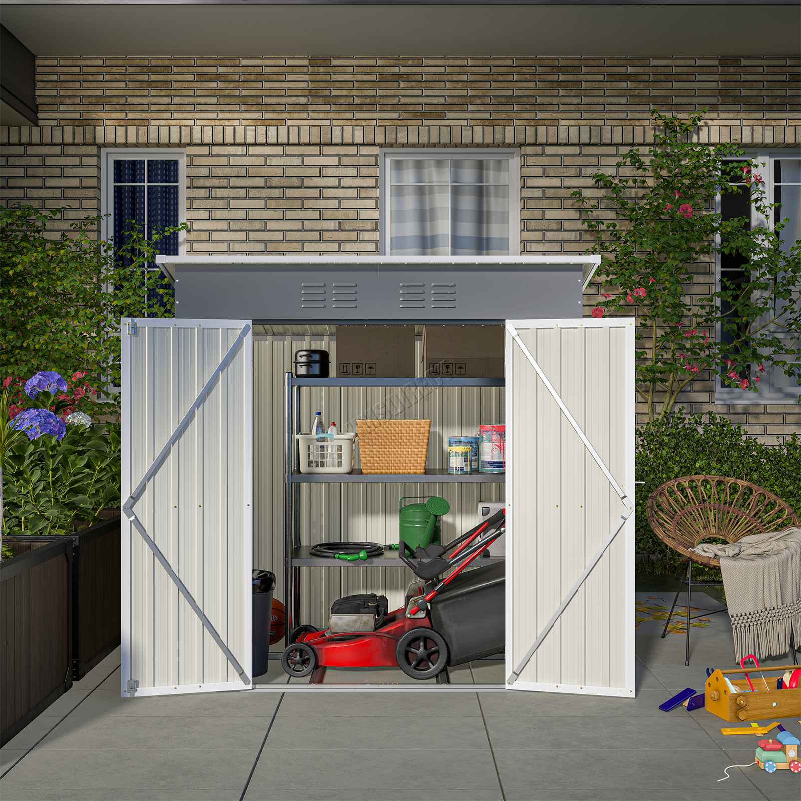 BIRCHTREE Garden Shed Metal Pent Roof Outdoor Storage With Free Foundation New - Picture 38 of 47