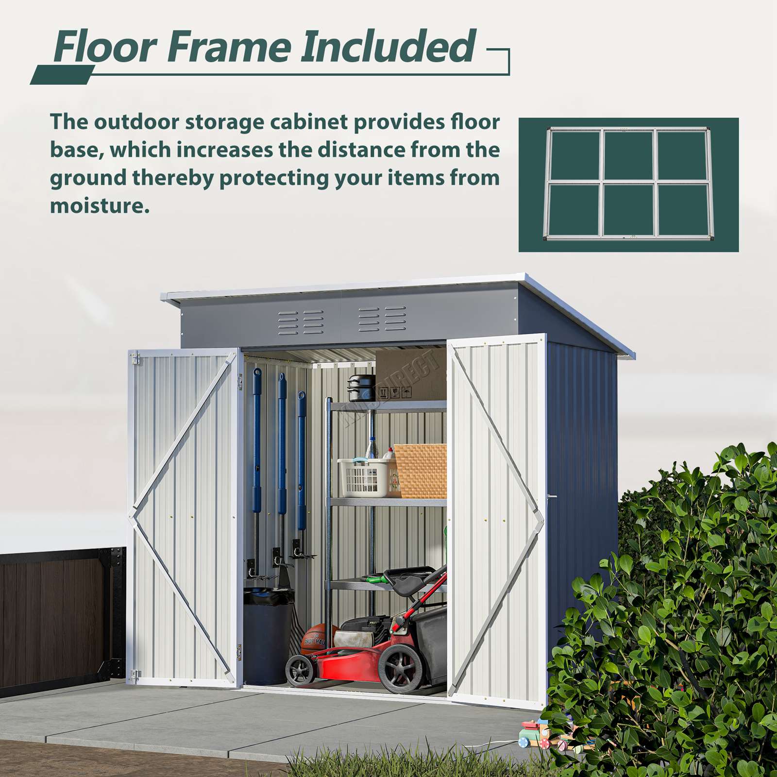 BIRCHTREE Garden Shed Metal Pent Roof Outdoor Storage With Free Foundation New - Picture 39 of 47