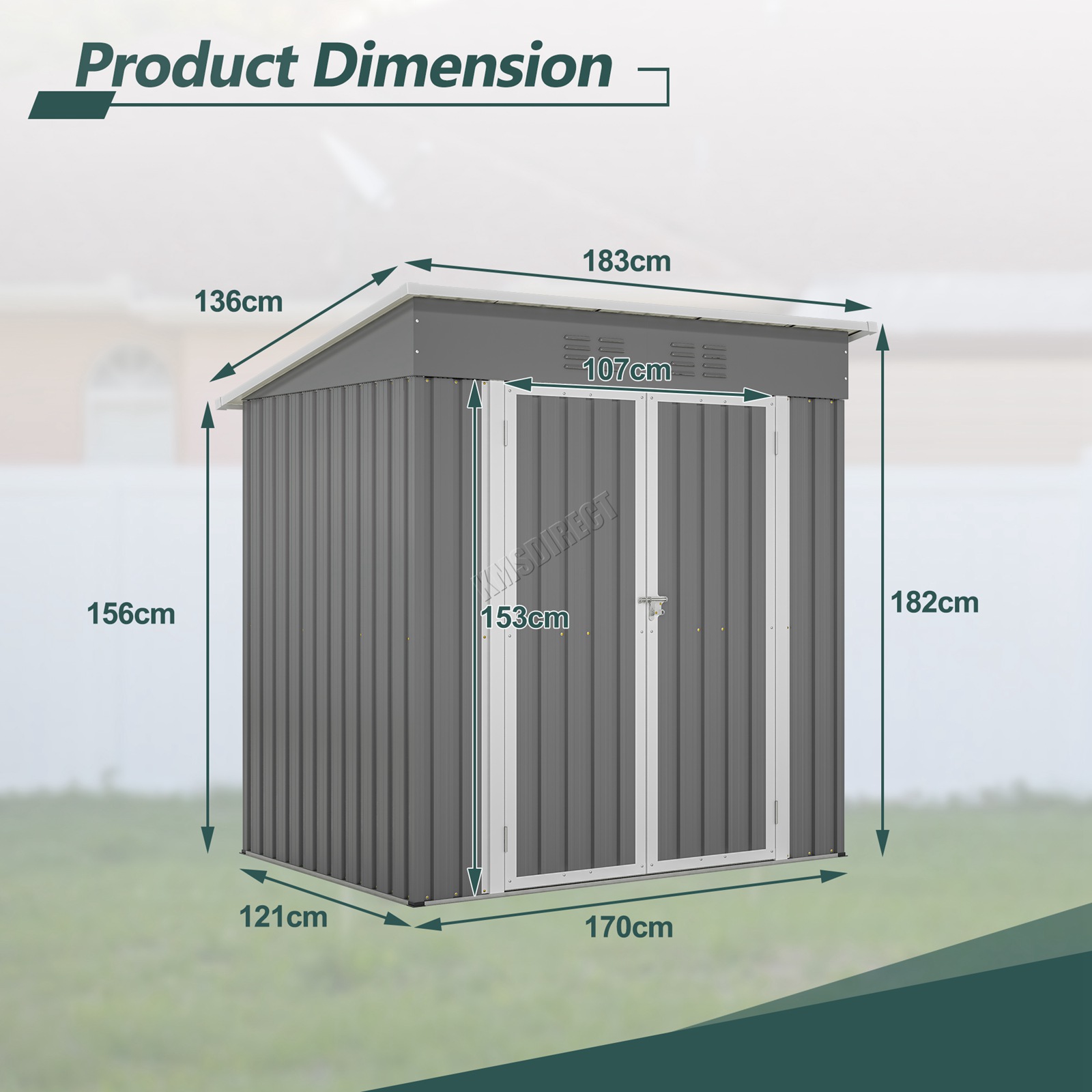 BIRCHTREE Garden Shed Metal Pent Roof Outdoor Storage With Free Foundation New - Picture 40 of 47