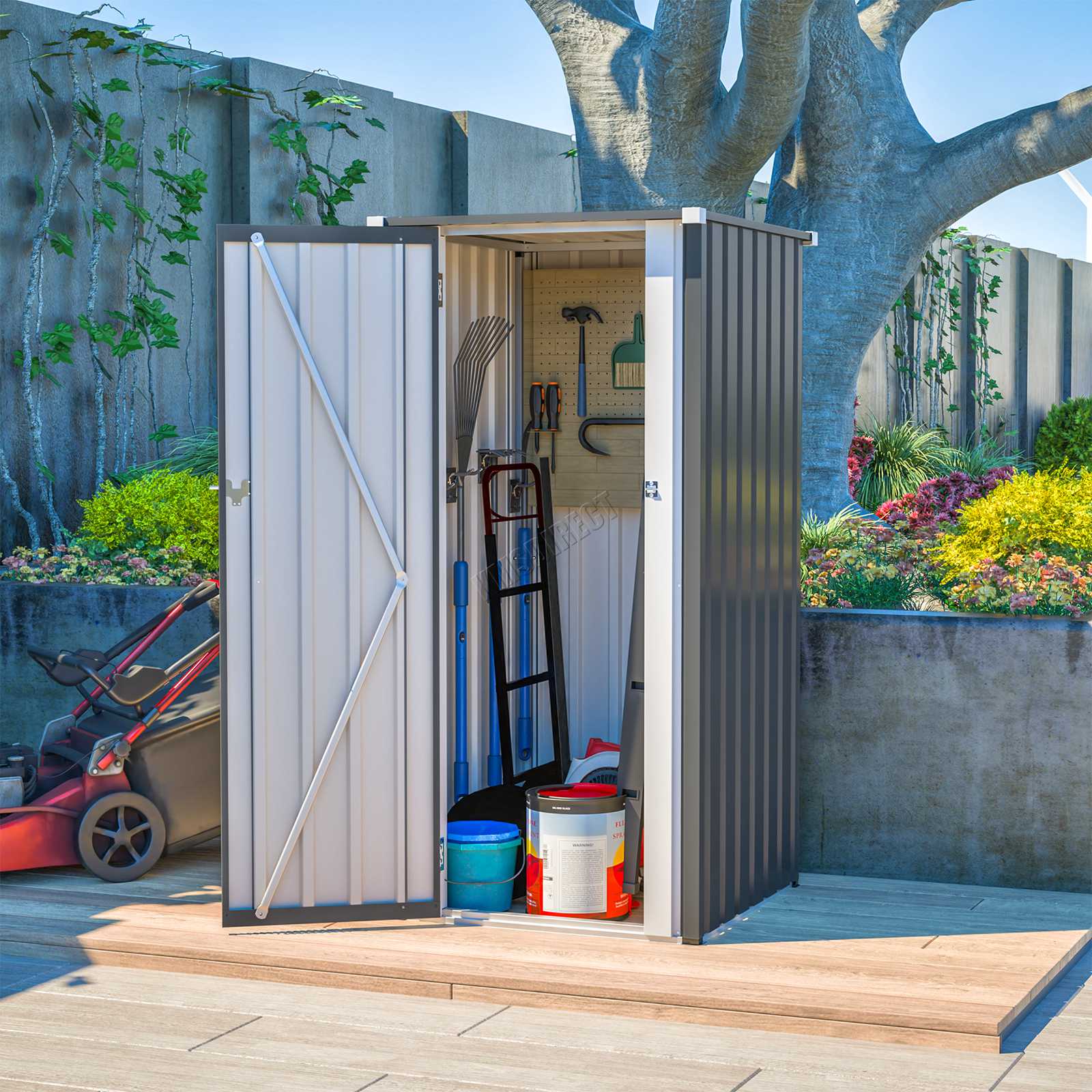 BIRCHTREE Garden Shed Metal Pent Roof Outdoor Storage With Free Foundation New - Picture 46 of 47