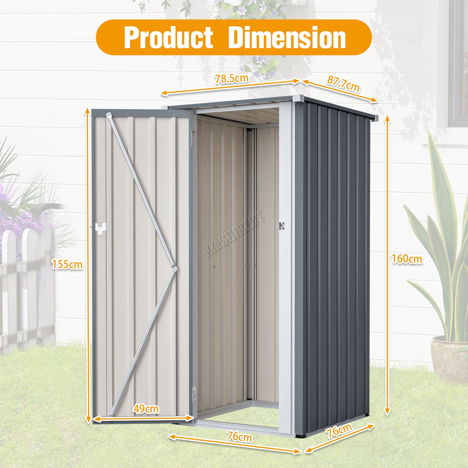 BIRCHTREE Garden Shed Metal Pent Roof Outdoor Storage With Free Foundation New - Picture 47 of 47