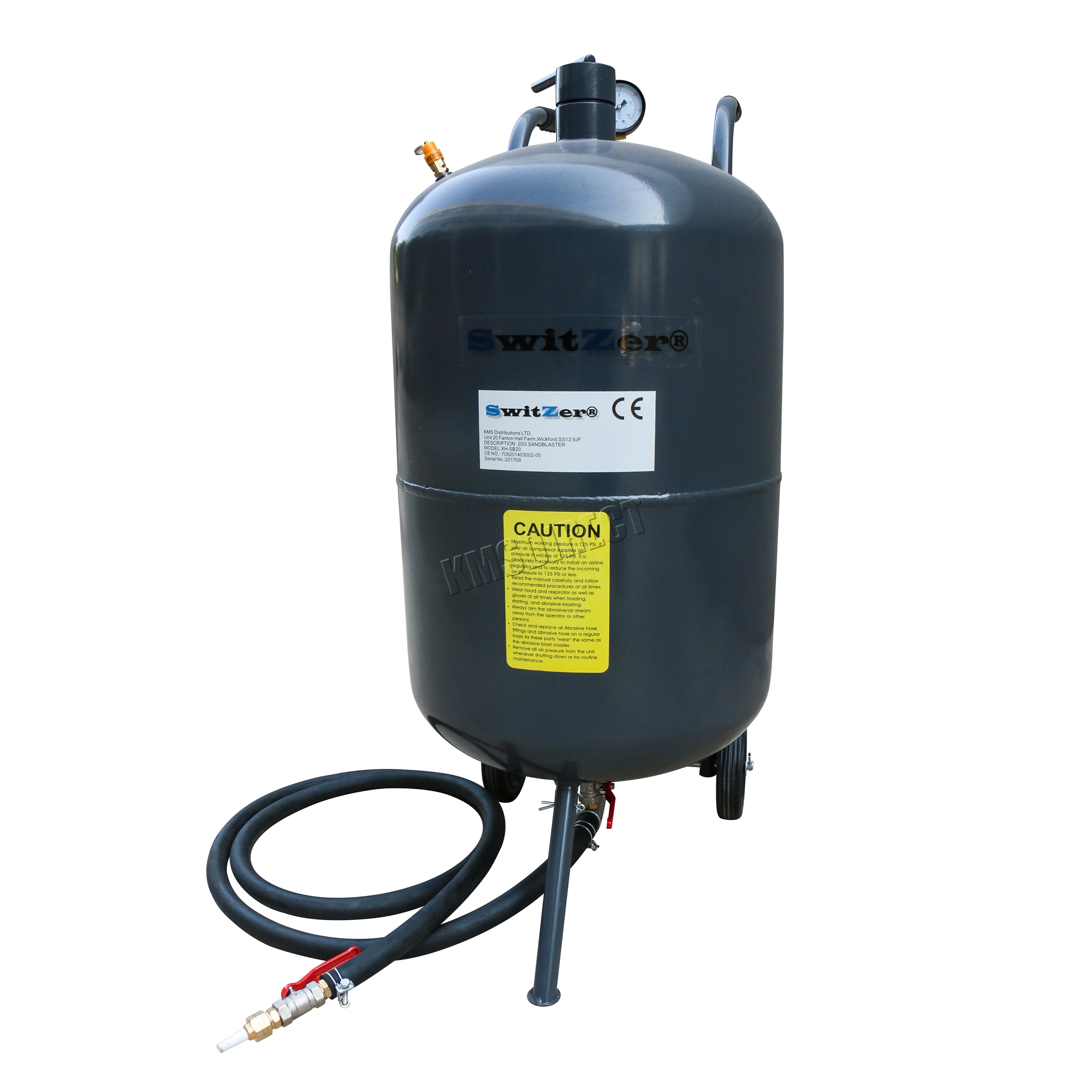 Switzer Portable Sand Blaster 76L 20 Gallon Mobile Sand Bead Blasting