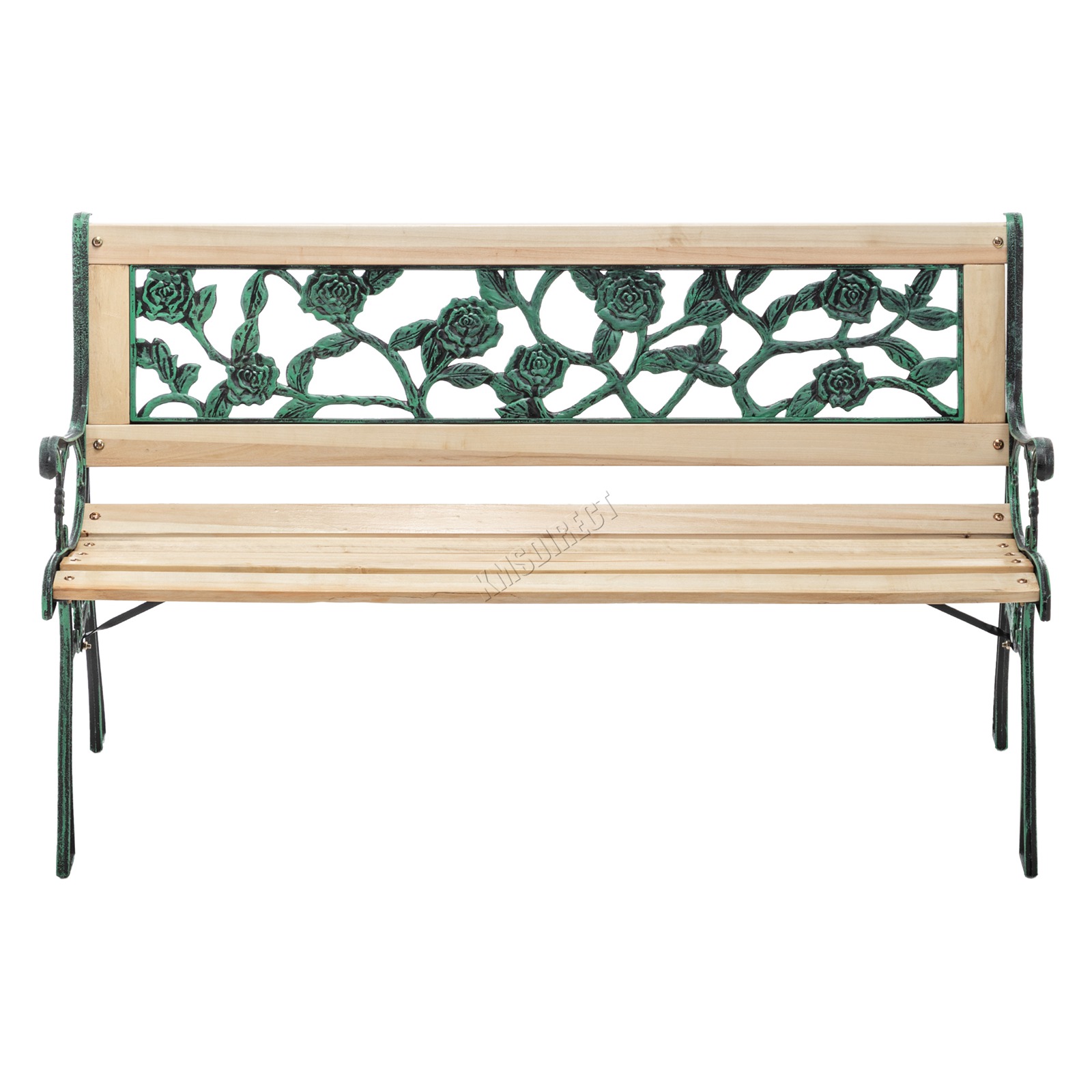 BIRCHTREE Garden Bench 3 Seater Outdoor Wooden Cast Iron Legs Park Seat Furnitur - Picture 56 of 58
