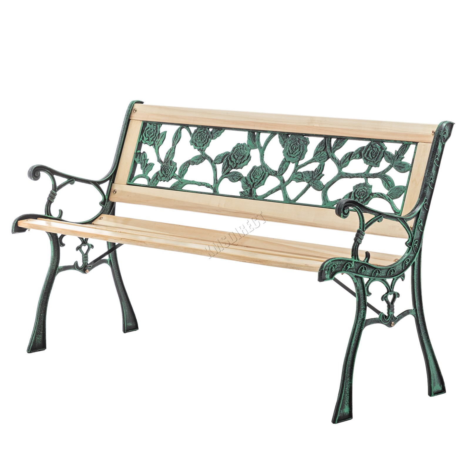 BIRCHTREE Garden Bench 3 Seater Outdoor Wooden Cast Iron Legs Park Seat Furnitur - Picture 58 of 58
