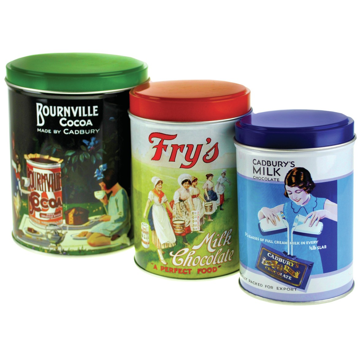 NEW CADBURYS BOURNVILLE CANISTERS TEA COFFEE SUGAR KITCHEN STORAGE SET ...